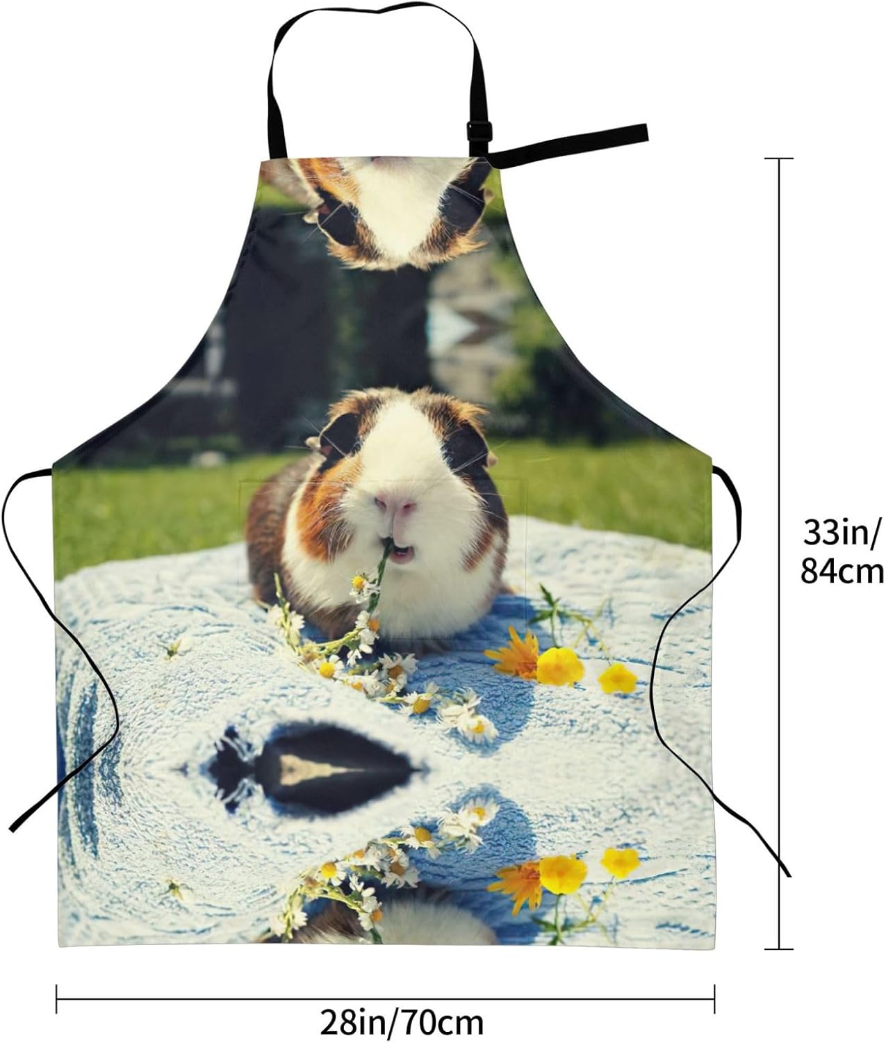 Guinea Pig Print 28x33 In Adult Kitchen Apron with Pockets Versatile Chef Smock for Cooking Baking