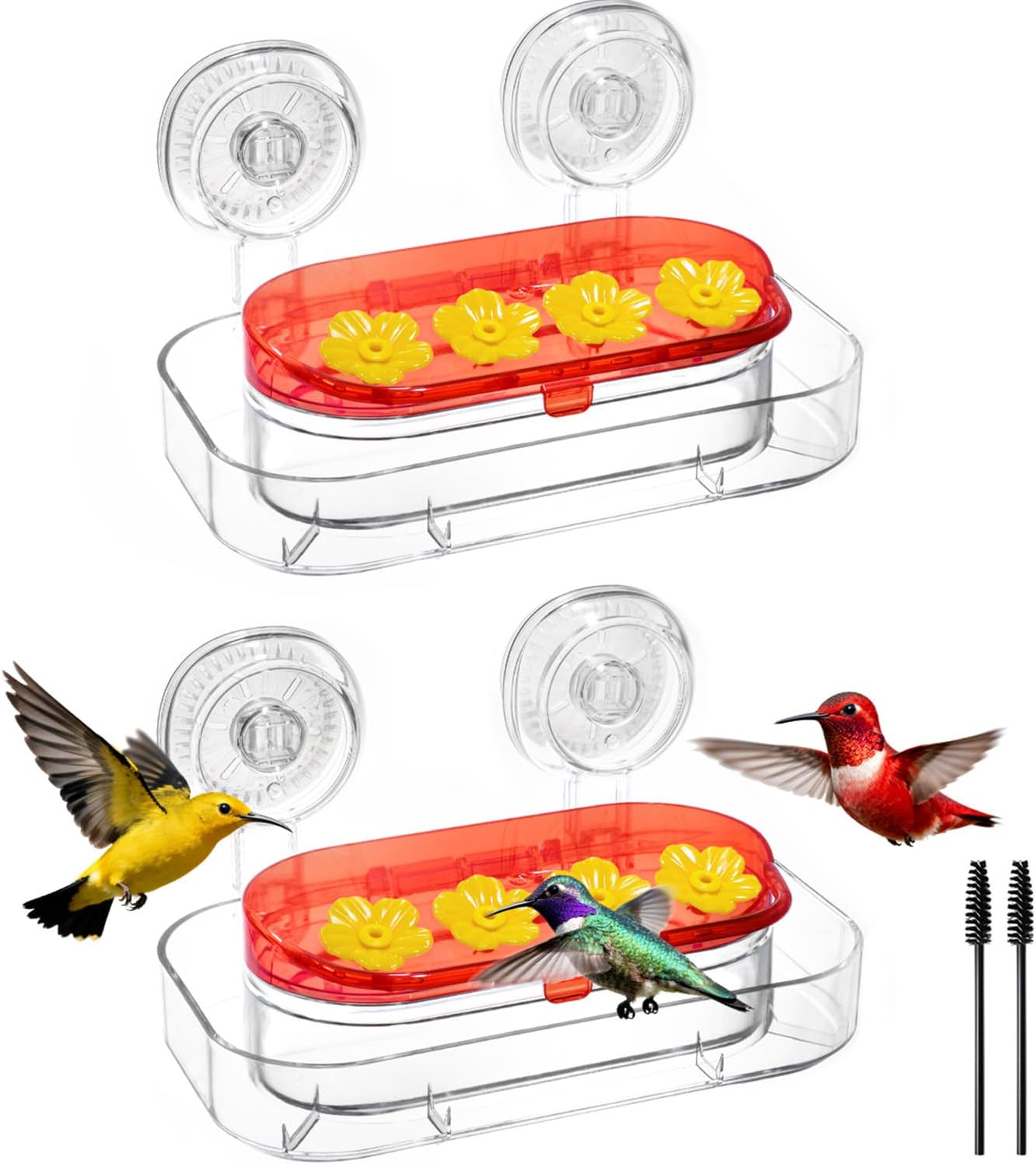 Redboat 2 Pack Window Hummingbird Feeder, Strong Suction Cup Hummingbi