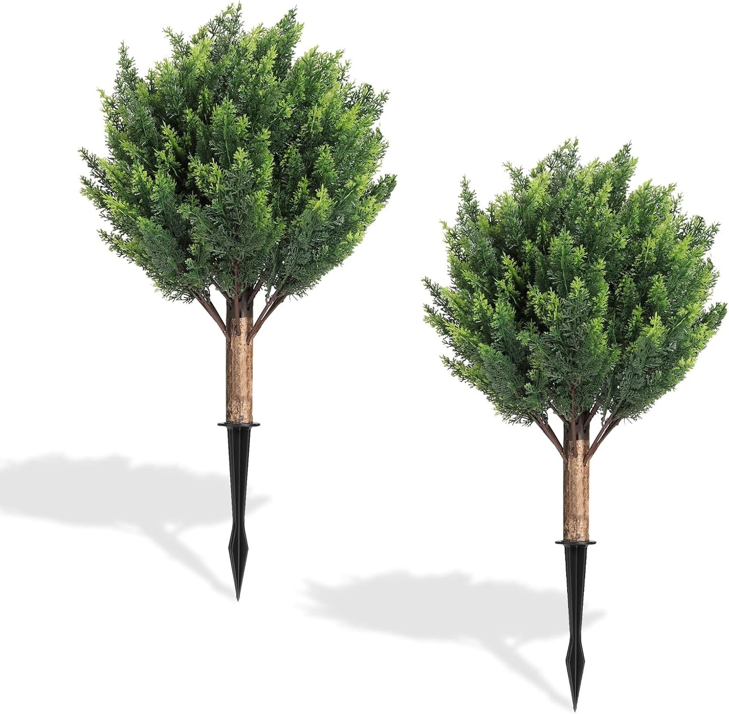 Shinoske 23.8" Artificial Cedar Topiary Ball Trees,Set of 2 Outdoor Fa