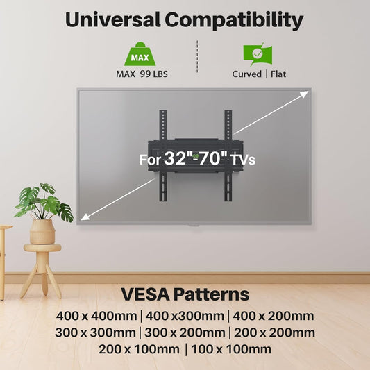 USX MOUNT Full Motion TV Wall Mount for Most 32-70 inch TVs up to 99 l