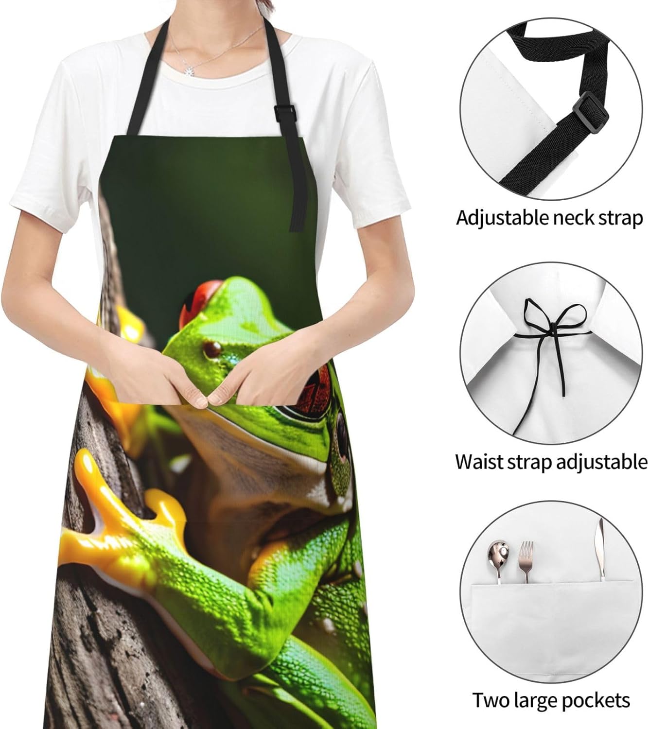 Tree Frog Baby print Waterproof chef's apron with pocket apron for kitchen cooking baking barbecue and gardening