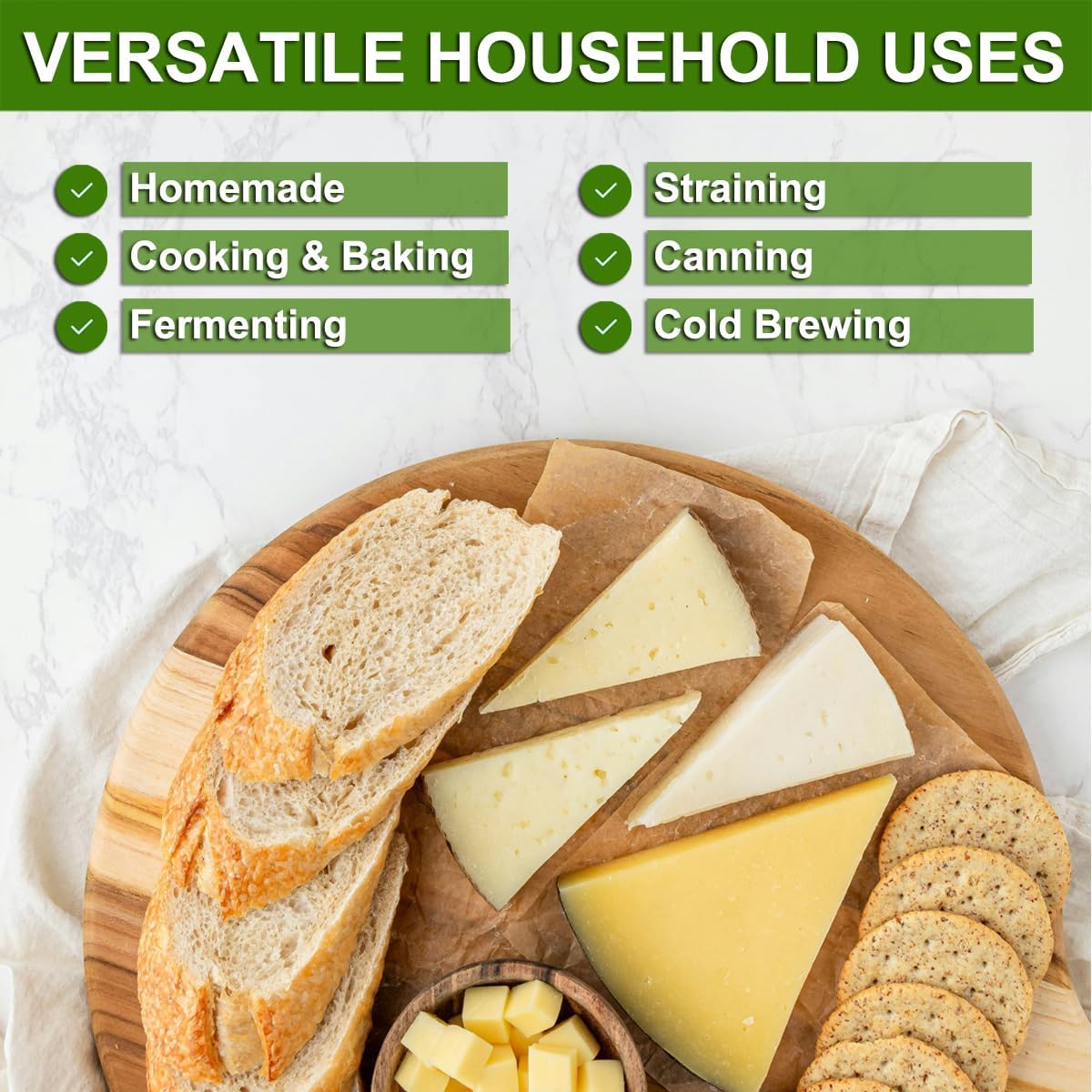 6 Pcs Cheese Cloths, 20x20 Inch, 100% Unbleached Cotton, Grade 100 Reu