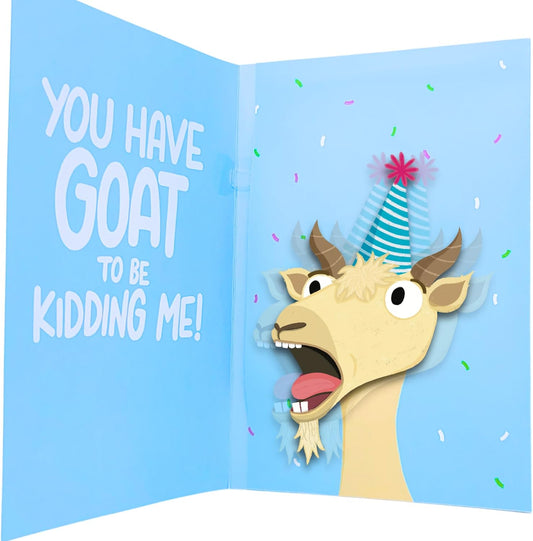 Good Egg Greetings Screaming Goat Birthday Card - Funny Birthday Card for Men Women Kids - Screaming Goat Meme Sound and Shaking Head Motion Bday Greeting Cards 5.25 x 8.18 Inch