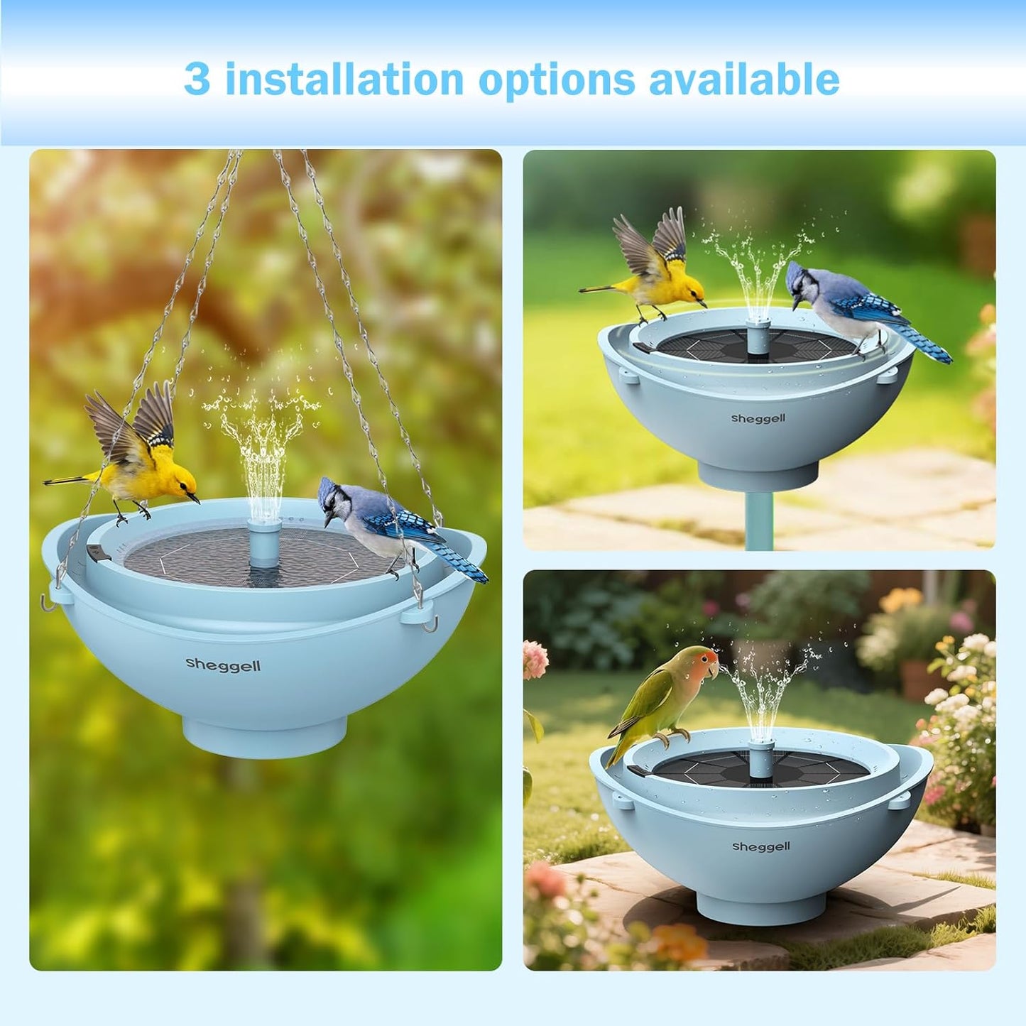 Sheggell Smart Bird Bath, 2L Large Capacity with Water Circulating Fil