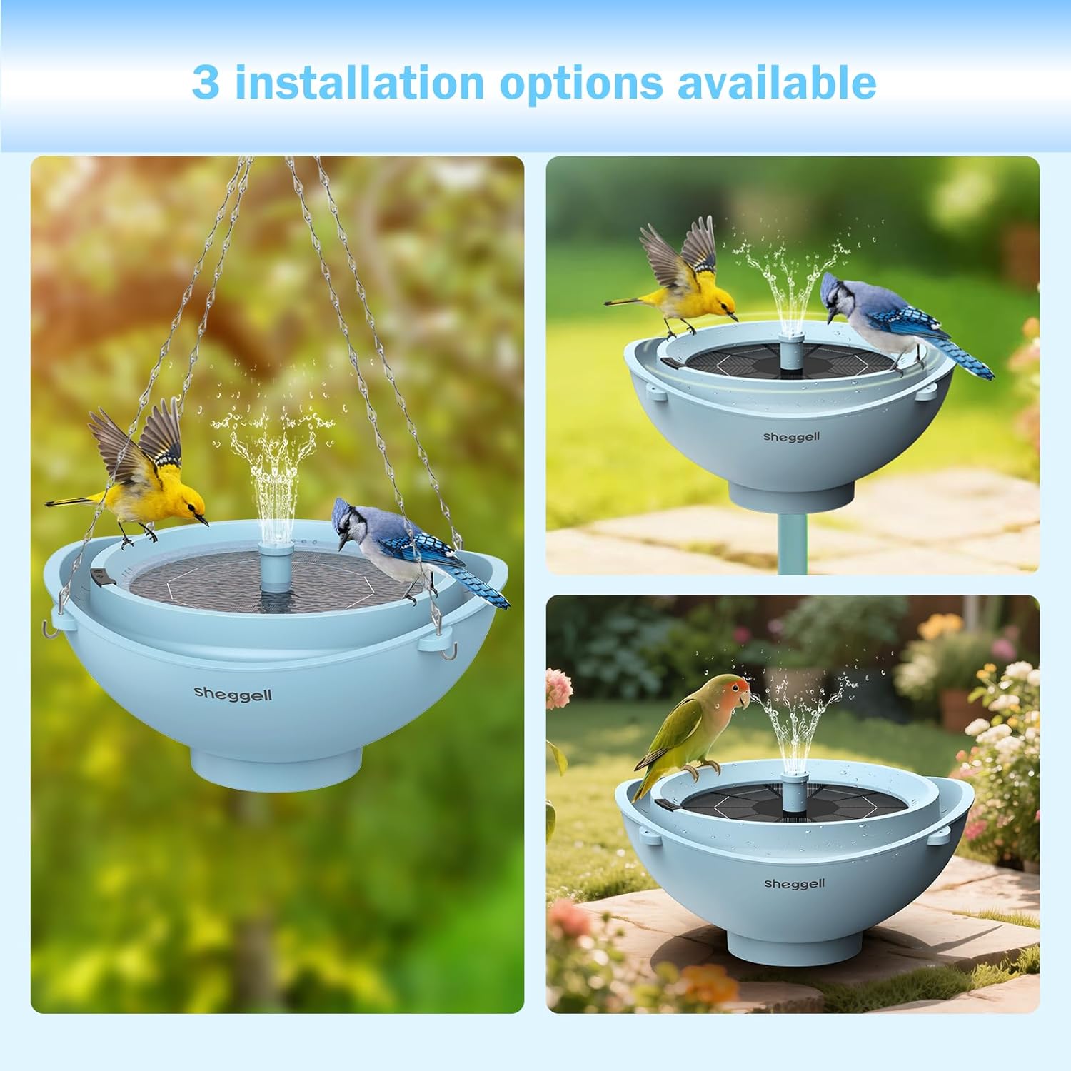 Sheggell Smart Bird Bath, 2L Large Capacity with Water Circulating Fil