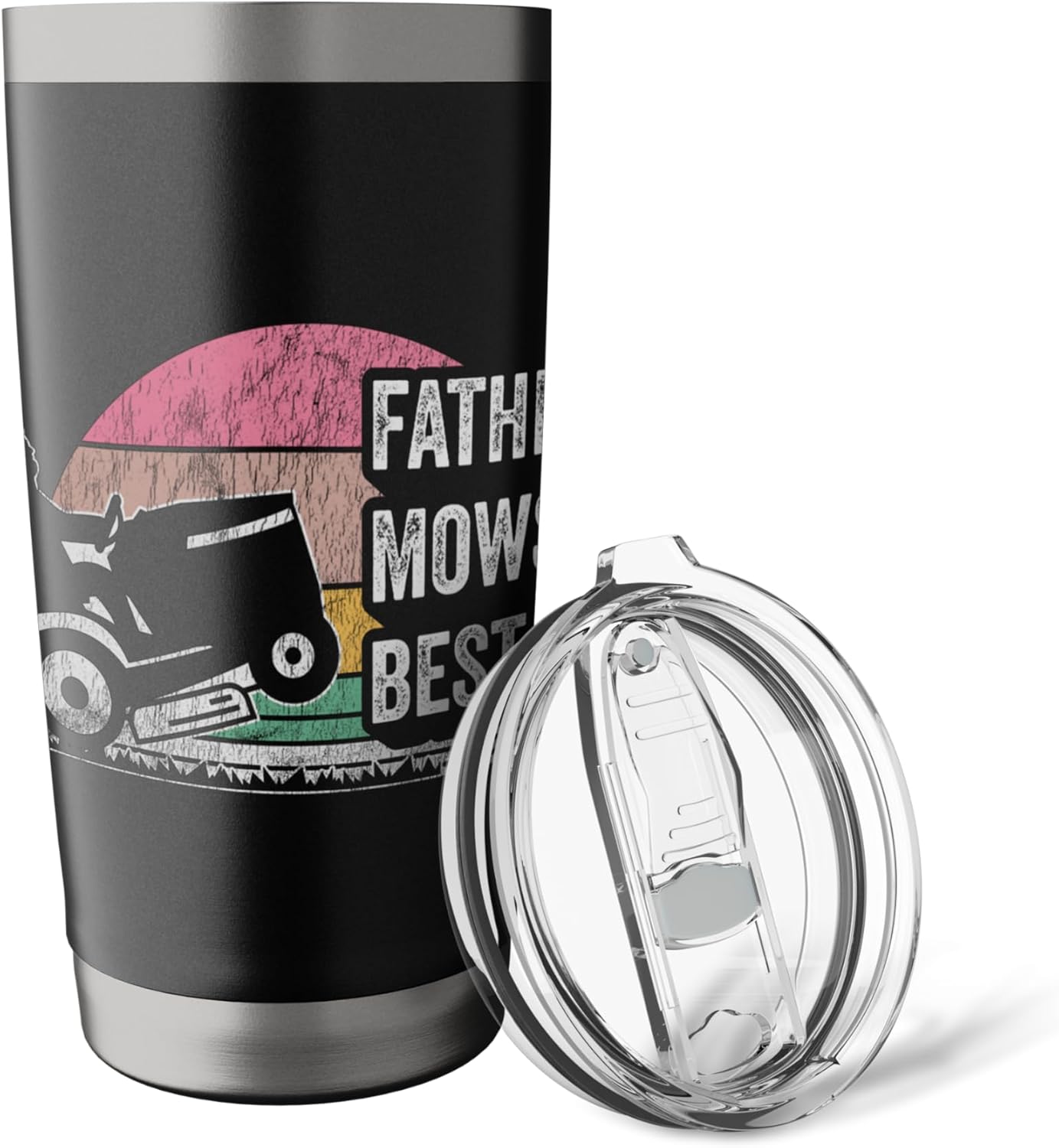 Father Mows Best Lawn Tractor Vintage Stainless Steel Insulated Tumbler