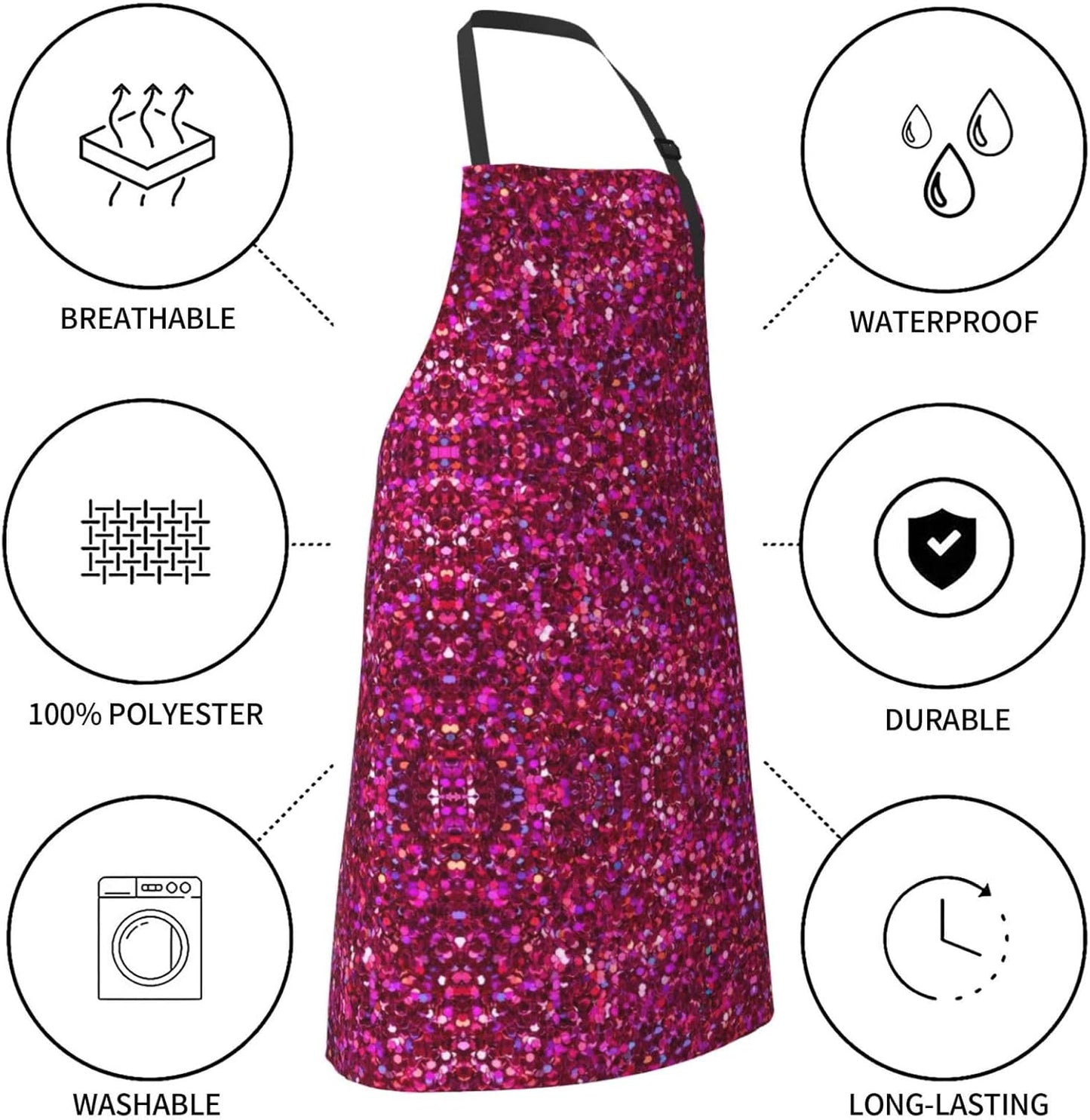 Glitter pattern print Waterproof apron with pocket adjustable cooking apron for adult kitchen bibs to bake