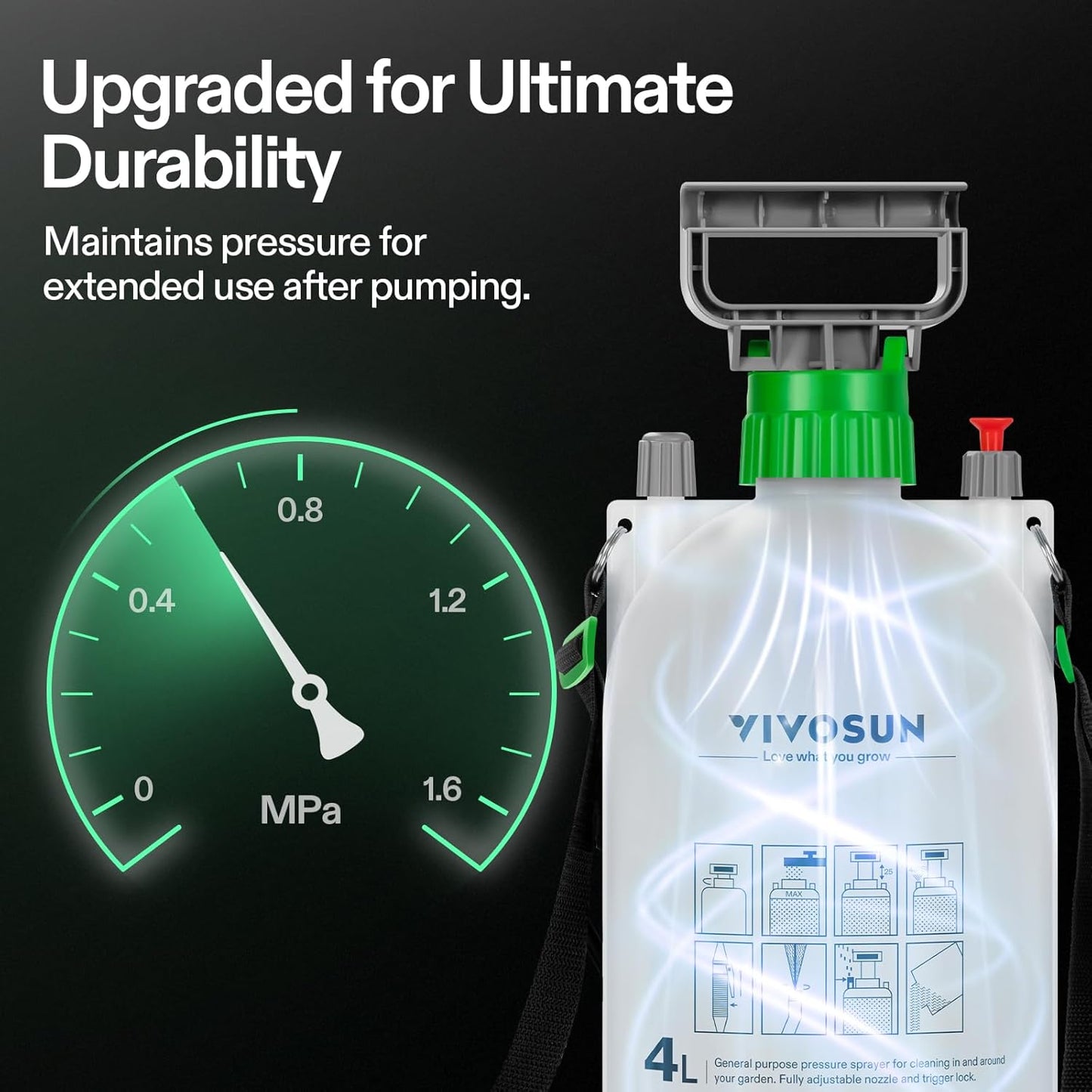VIVOSUN 1 Gal/4L Pump Sprayer, Garden Water Sprayer for Plants, Weeds 