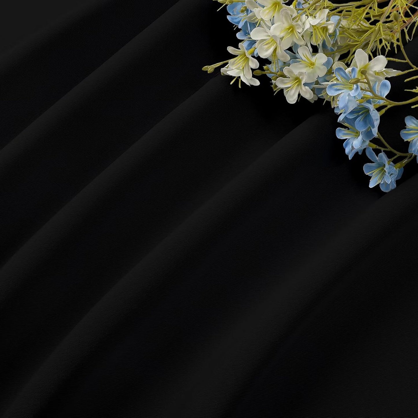 CUCRAF Black Blackout Curtains 84 inch Length 2 Panels Set, Rod Pocket Room Darkening Drapes for Bedroom Living Room, Insulated Thermal Light Blocking Window Curtain (W52 x L84 Inch)