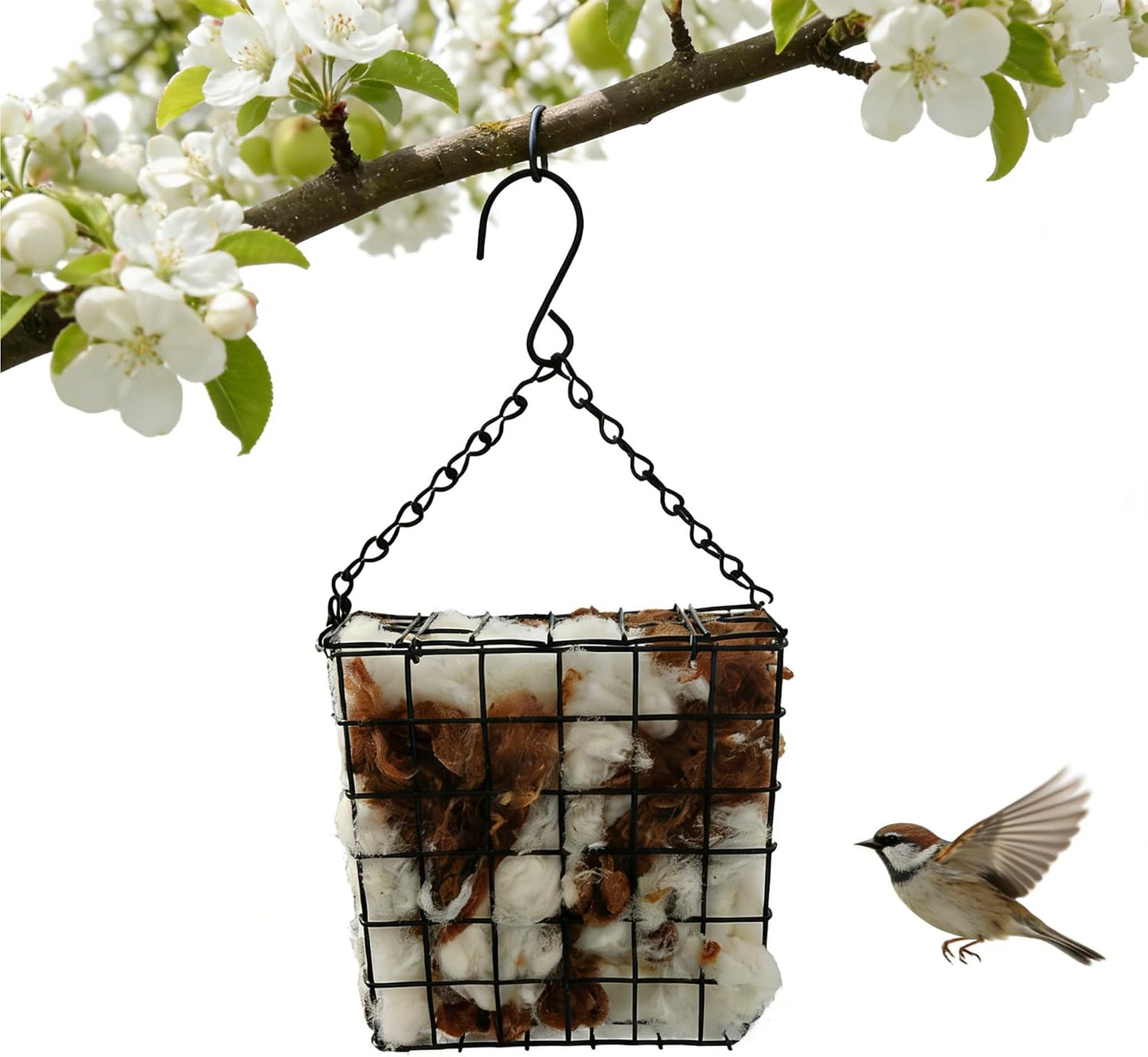 Alpaca Wool Nesting Materials in Suet Cage Feeder Bird Nesting Materia