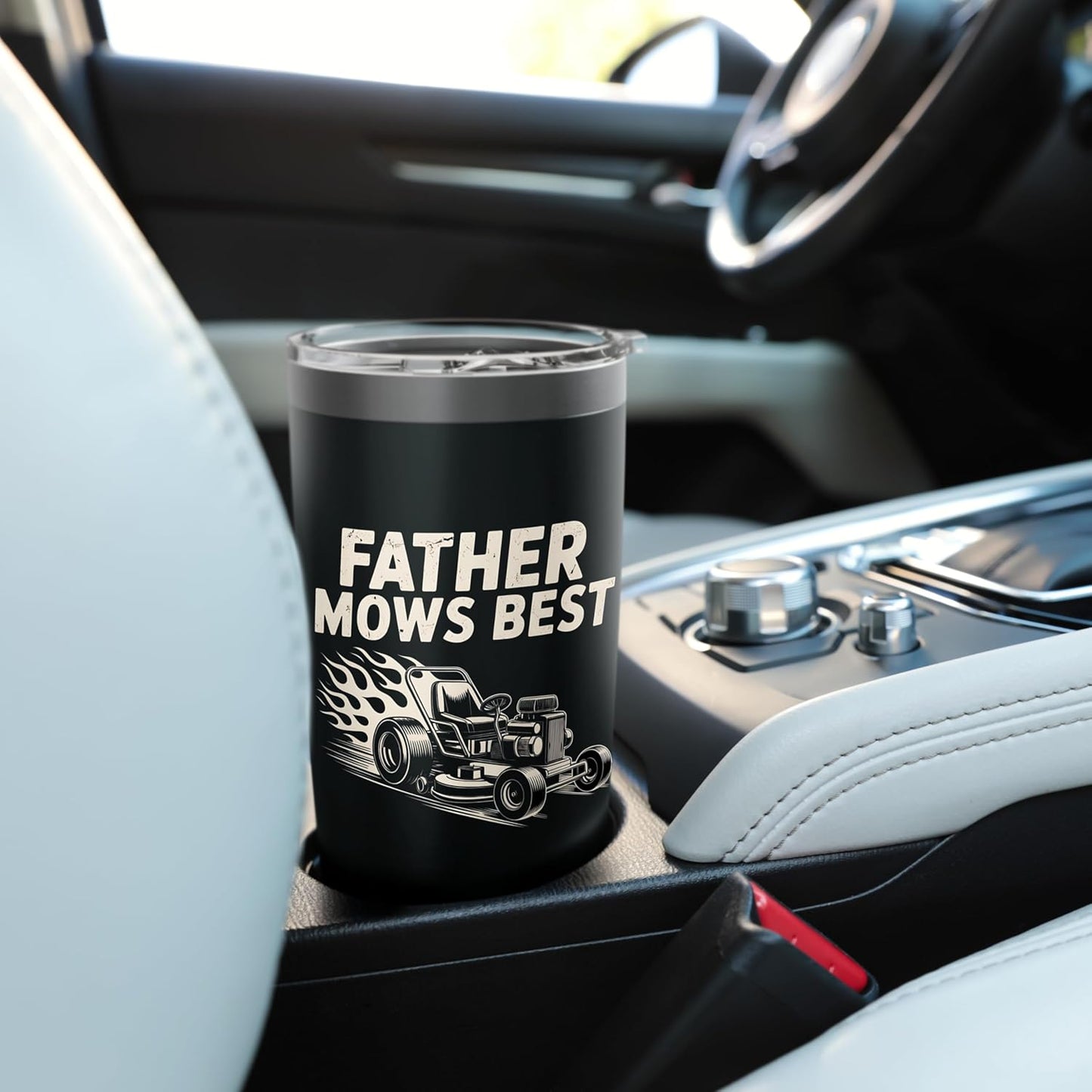 Father Mows Best Zero-Turn Mower, Funny Lawn Dad Joke Stainless Steel Insulated Tumbler