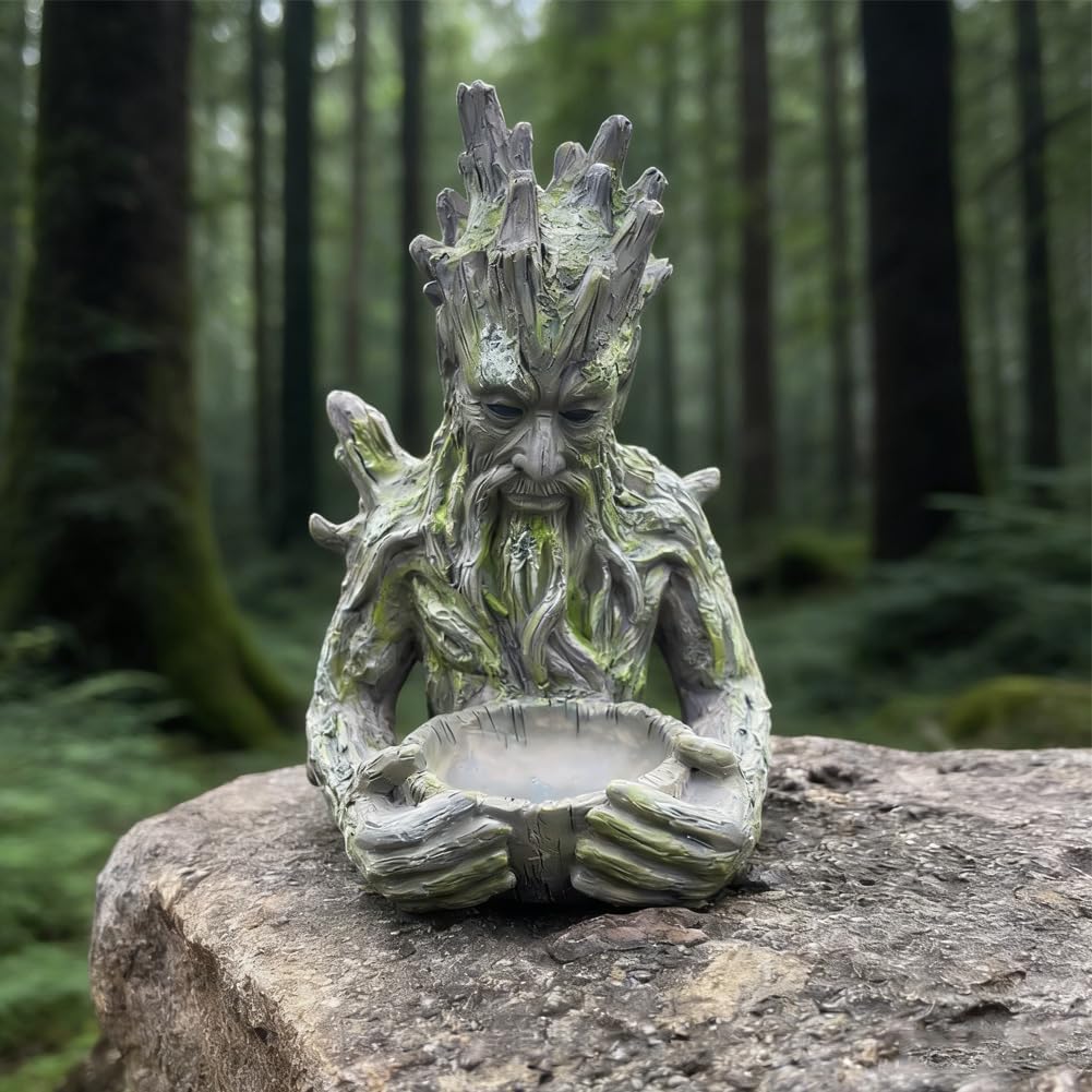 Tree Intergrted Bird Feeding, Outdoor Millennial Ancient Tree Bird Feeder, Tree-face Shaped Outdoor Bird Feeder with a Hidden Keyhole Hook, a Unique Garden and Patio Decoration, Ideal for Bird Lovers