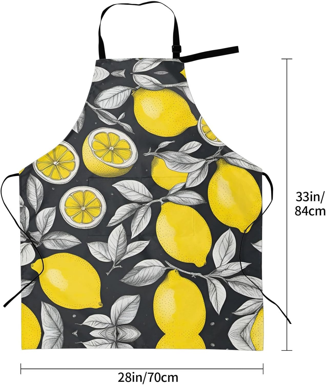 Lemon Fruit Pattern print Waterproof chef's apron with pocket apron fo