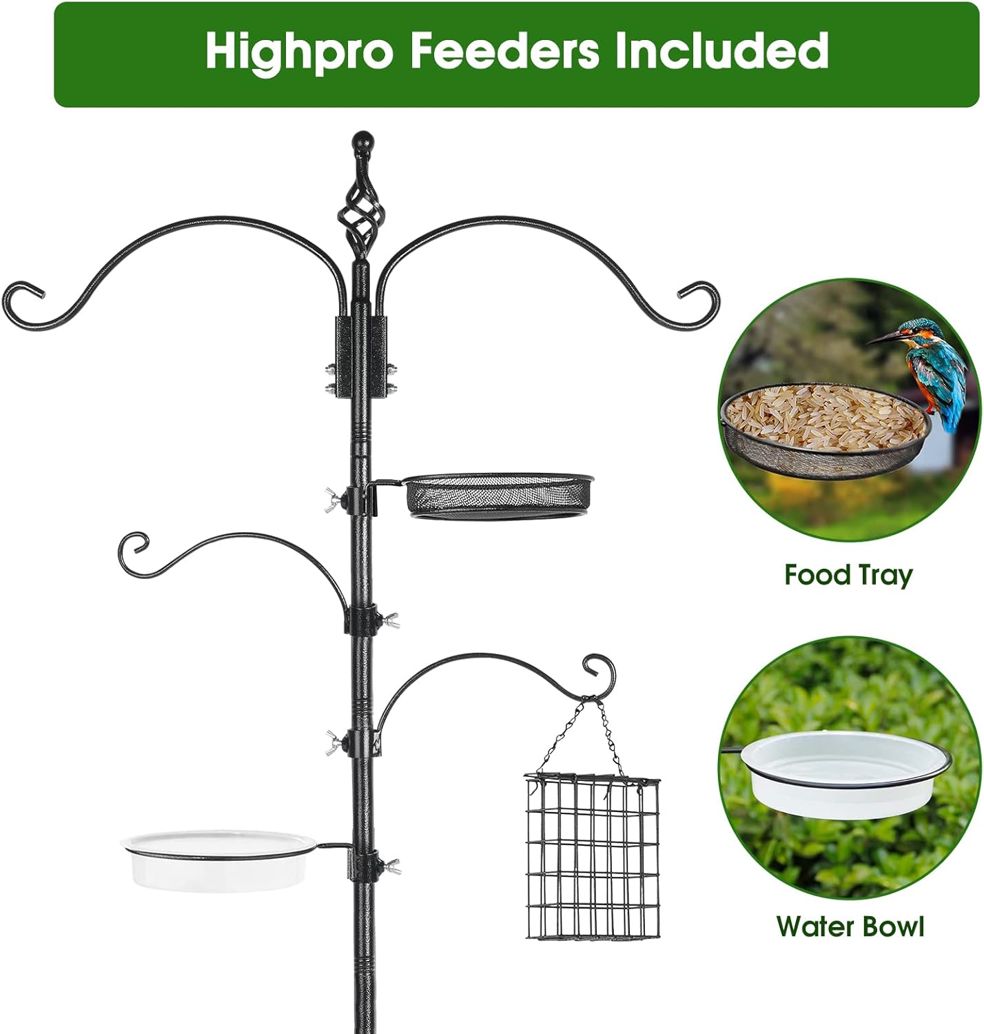 Bird Feeder Pole Wild Bird Feeder Hanging Kit Planter, 83 Inch Bird Fe