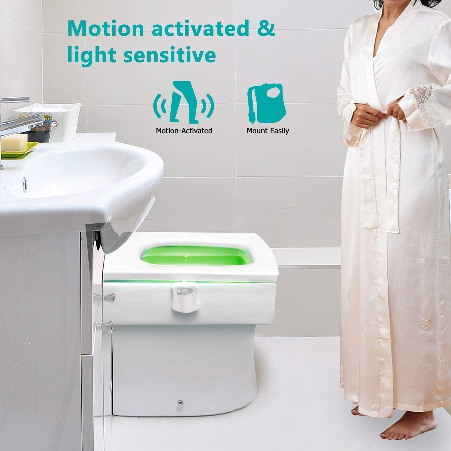 ZEZHOU Original Toilet Night Light 2 Pack, Motion Sensor Activated LED