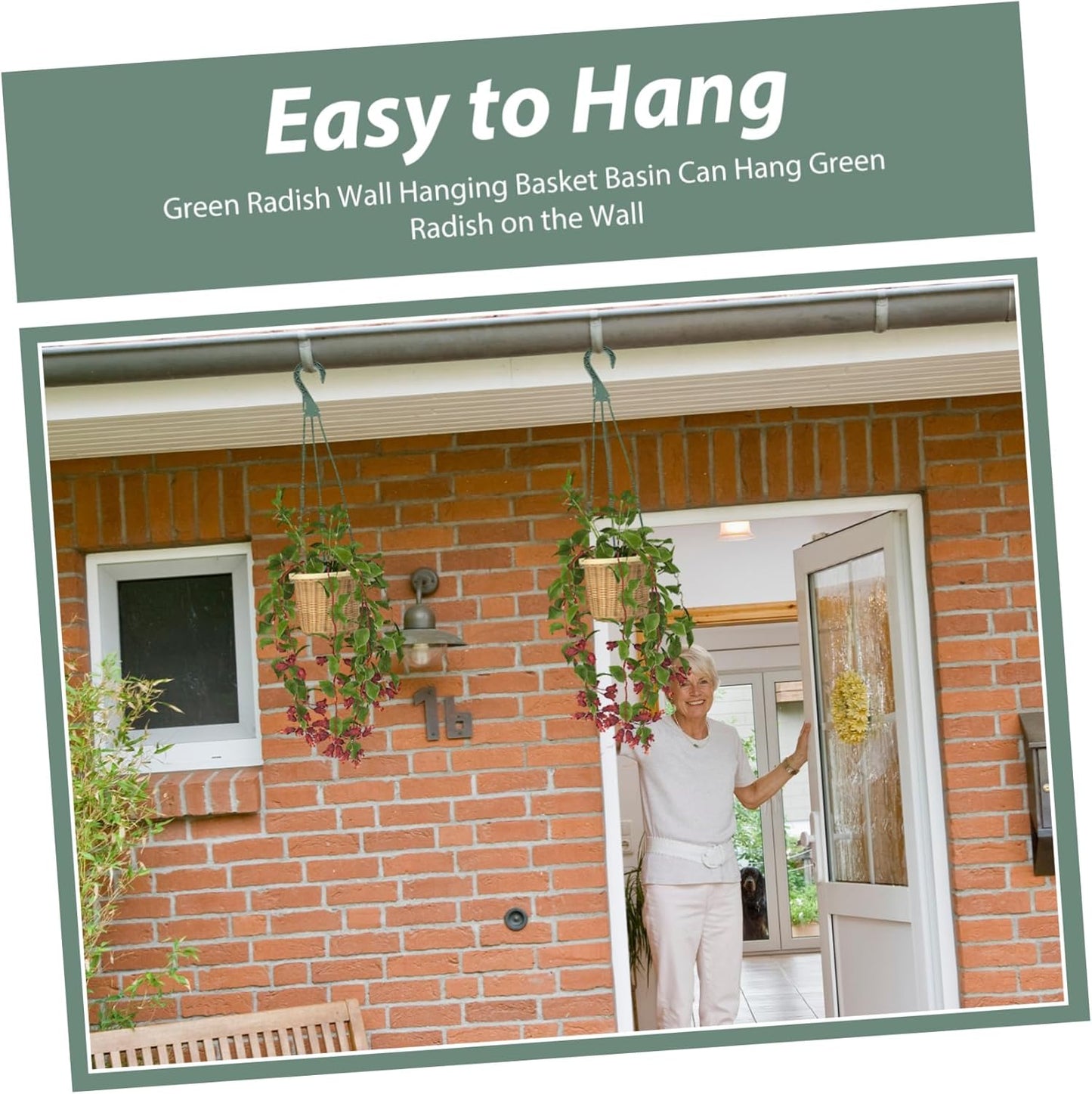 Hanging Basket Hooks 5-Pack Durable Plastic Plant Pot Hangers for Garden Balcony Indoor Outdoor Use