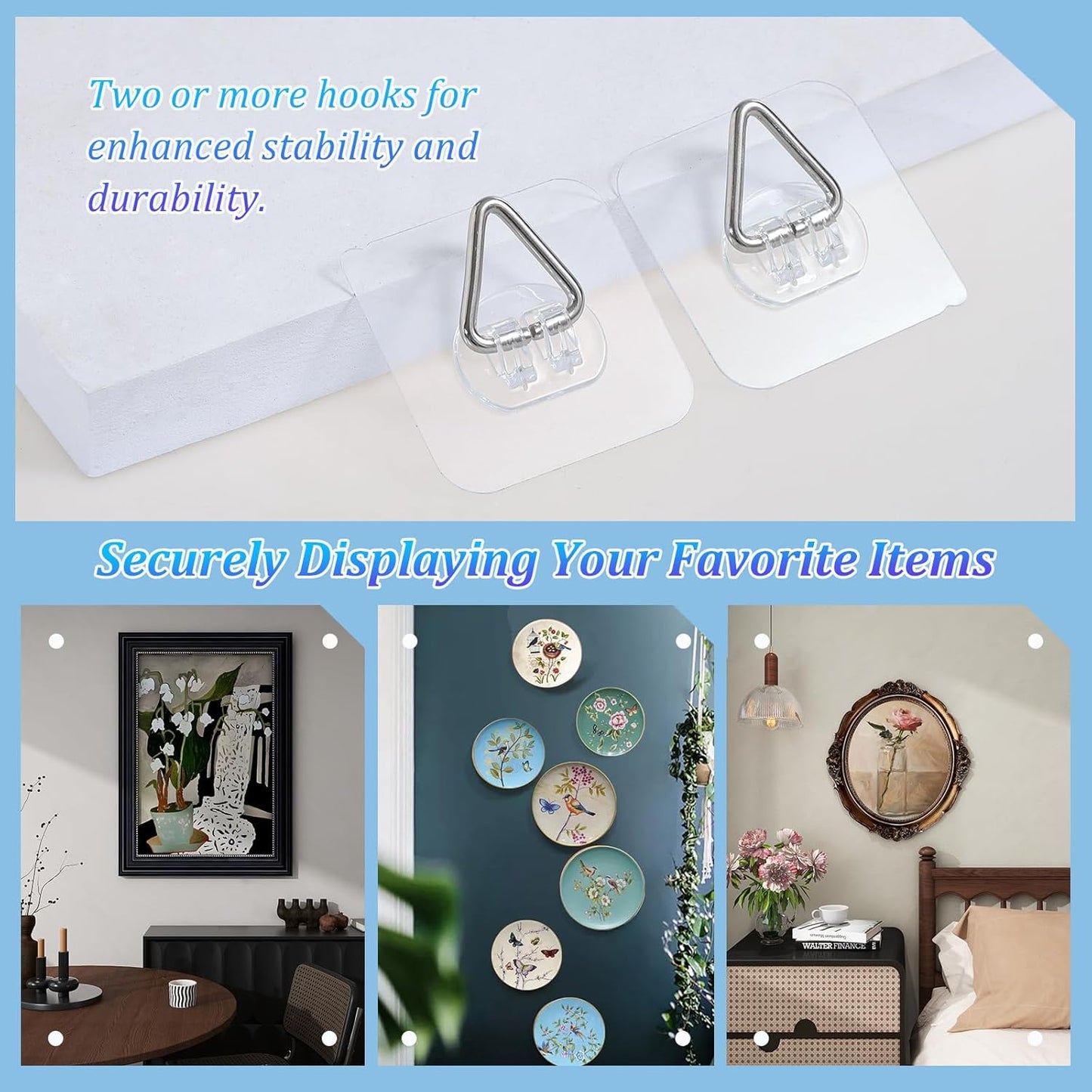 DIDUDIDU Wall Plate Hangers for Display - Invisible Adhesive Picture H