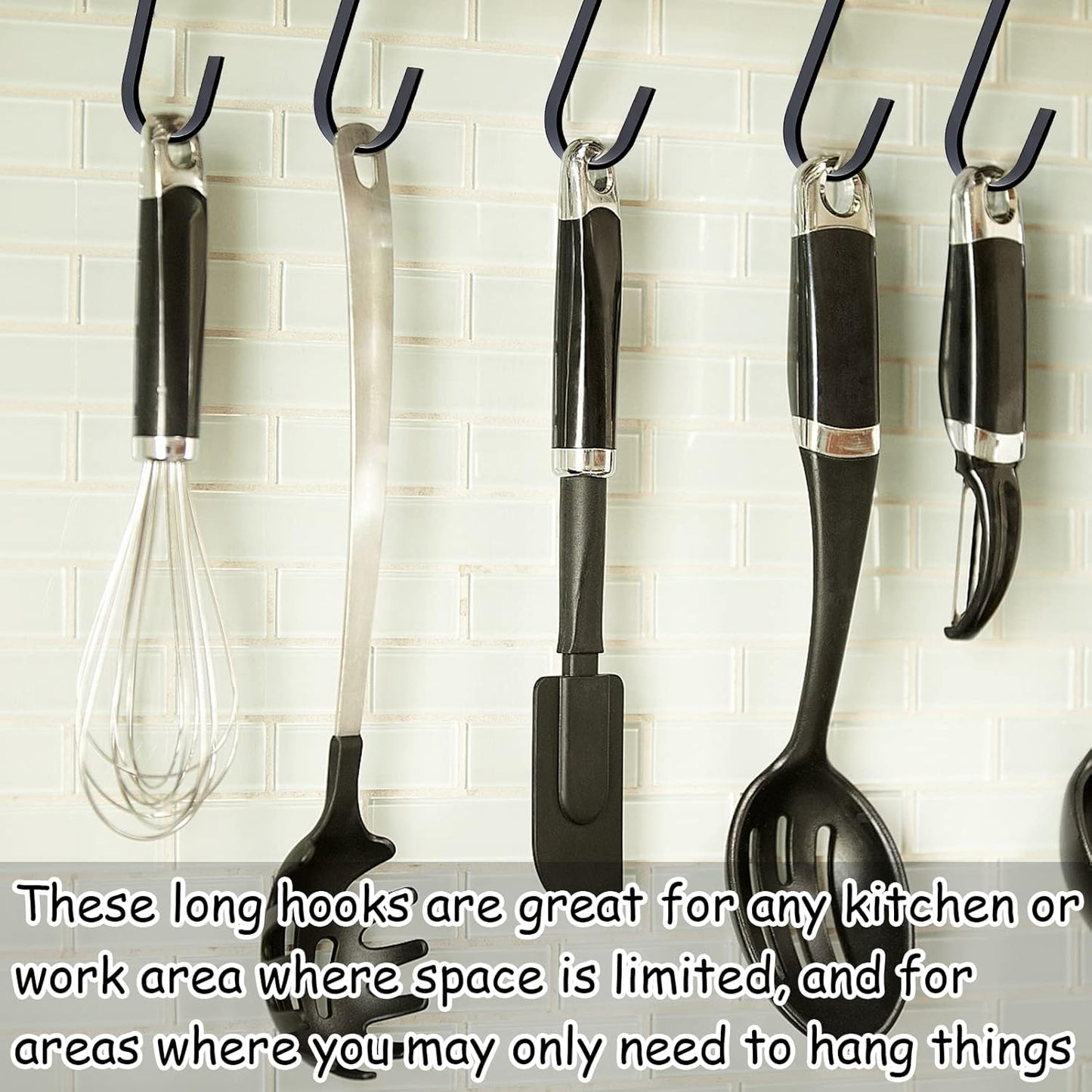 8 Pack 12 Inch Large S Hooks Black Heavy Duty Hooks for Hanging Plants Long Metal Hook Hanger S Shaped Hook for Hanging Closet，Pots and Pans，Basket,Bird Feeders, Garden Indoor Outdoor