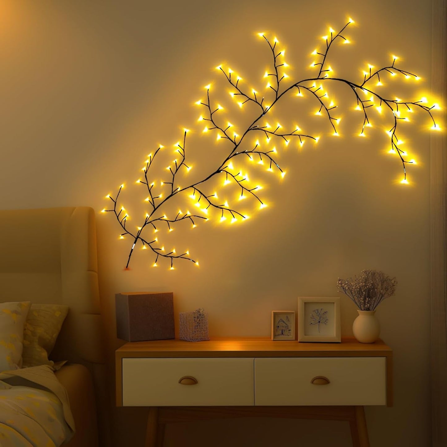 Enchanted Willow Vine Lights with Remote, Christmas Branch Lights with 144 LED for Indoor Outdoor, Artificial Plants Tree Swags Decorations for Walls Bedroom Home Decor (1pc)