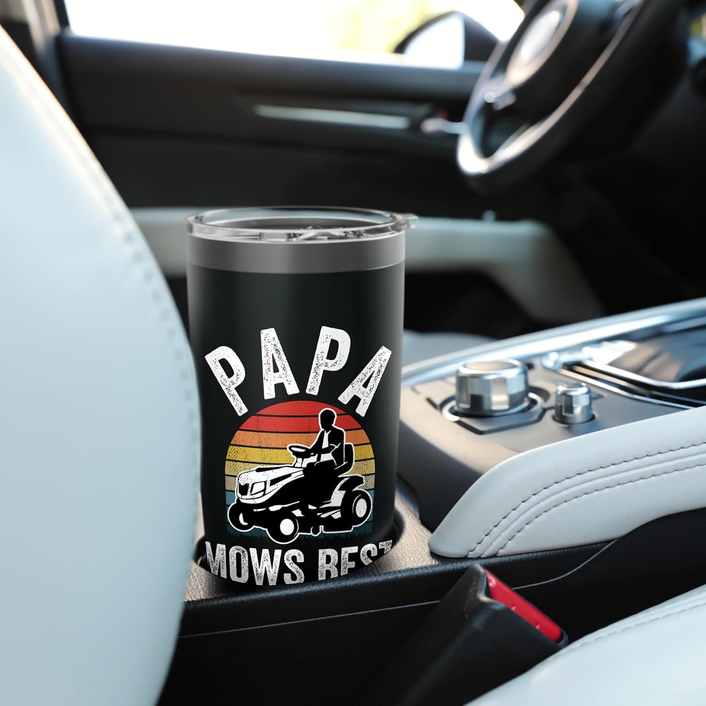 Papa Mows Best Funny Gardener Lawn Care Father's Day Stainless Steel Insulated Tumbler