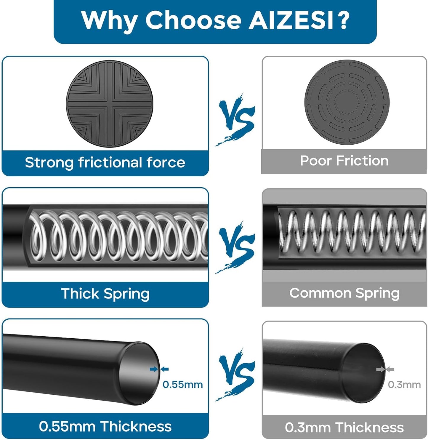 AIZESI Tension Rod 24 to 46 Inch, 1Pcs Black Tension Curtain Rod, Adjustable Spring Tension Rod No Drilling for window，kitchen，closet，doorway