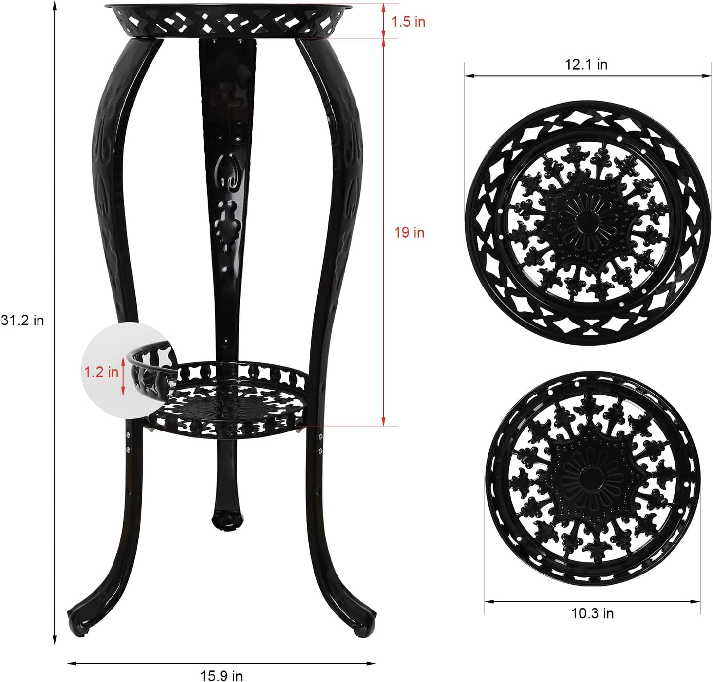 Ufine 2 Tier Metal Plant Stand Indoor Outdoor Iron Art Flower Pot Hold