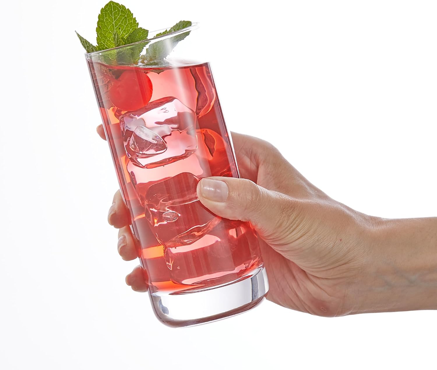 JoyJolt Faye 13oz Highball Glasses, 6pc Tall Glass Sets. Lead-Free Cry