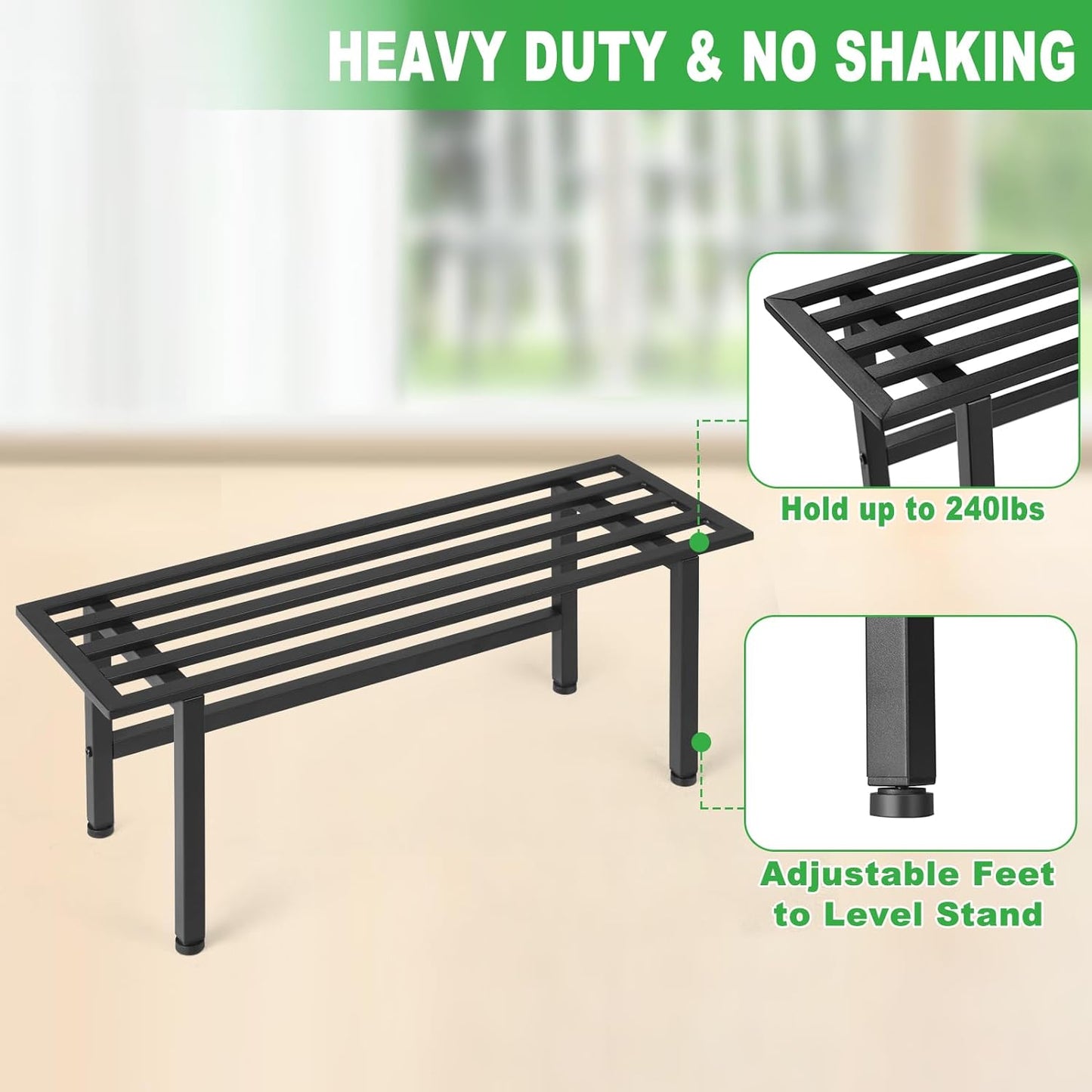 2 Pack Metal Plant Stand Outdoor Plant Shelf Indoor,1 Tier Heavy Duty 
