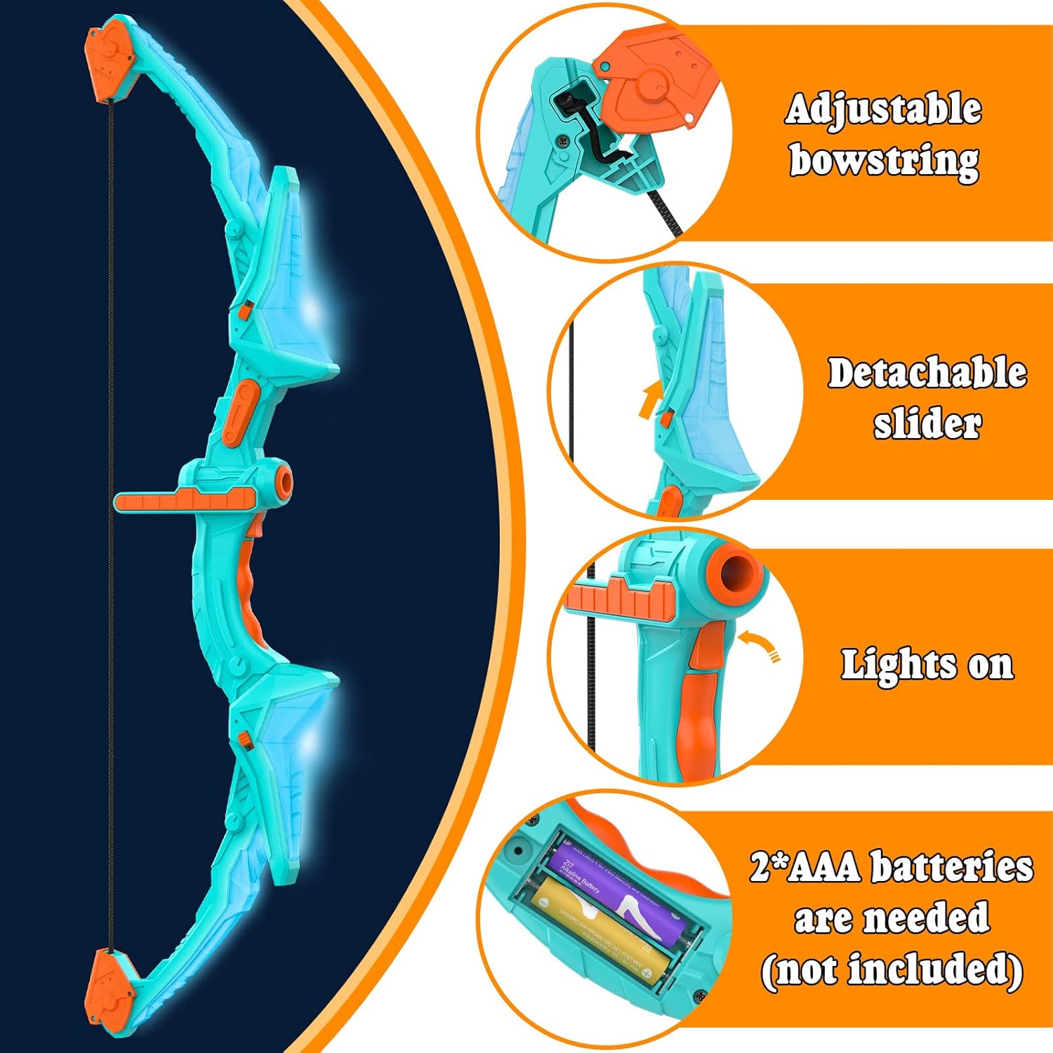 2 Pack Bow and Arrow Set for Kids, Light Up Archery Set with 14 Suctio