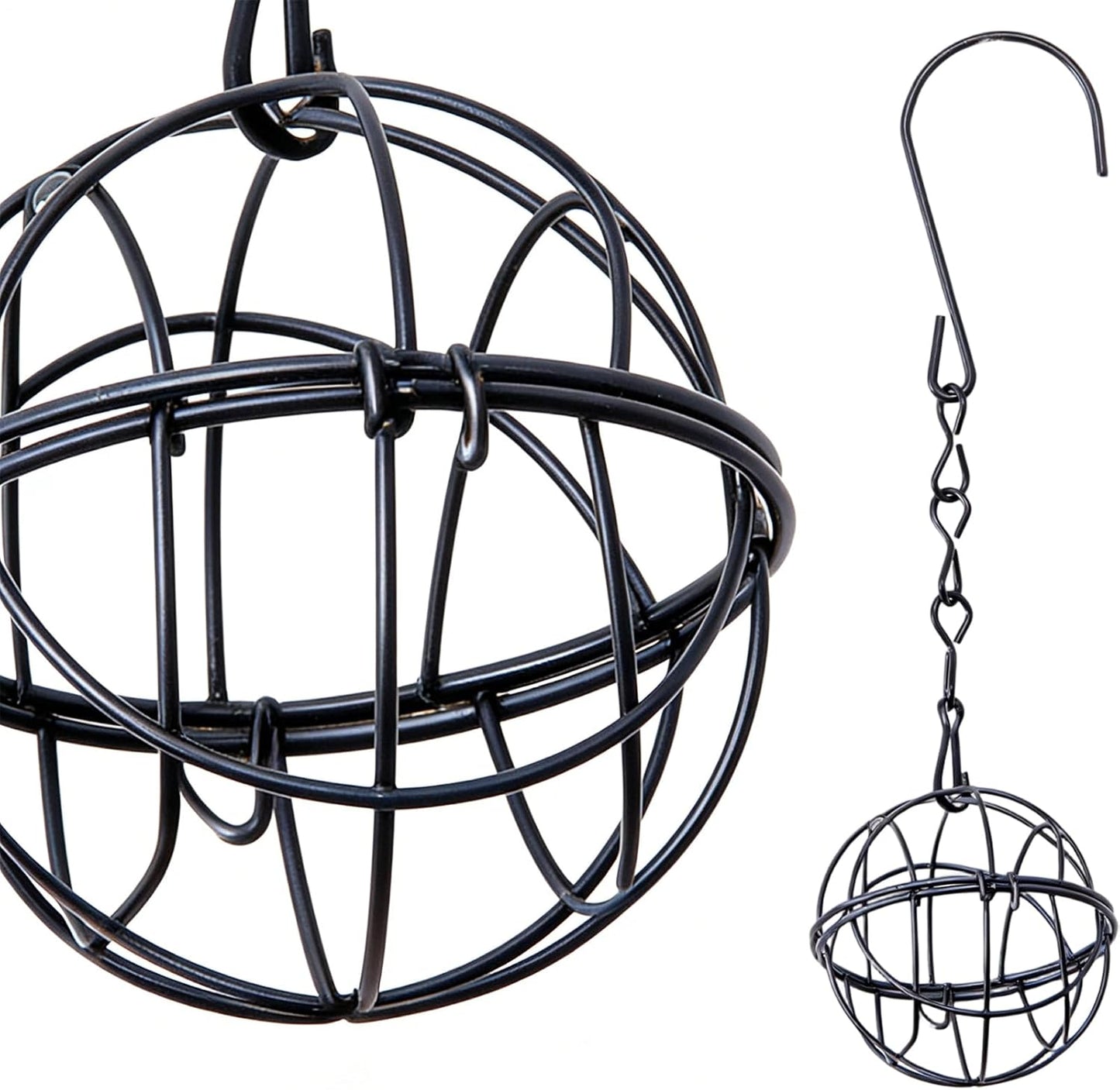 Weatherproof Bird Feeder - Metal Heavy Duty Sphere, Rust-Resistant Hanging Cage with Spiral Design, Decorative Suet Holder, Outdoor Ball Bird Feeders Food Station for Finches Robins Sparrows Backyard