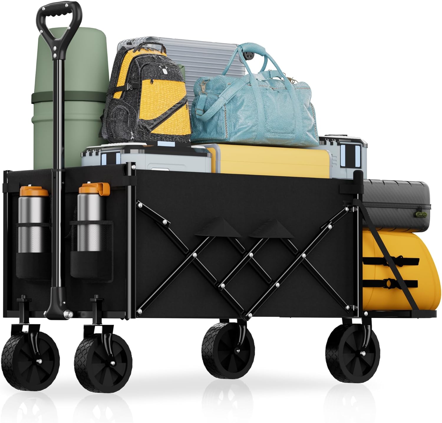 Lightweight Folding Wagon with Extended Tailgate, Large Capacity Colla