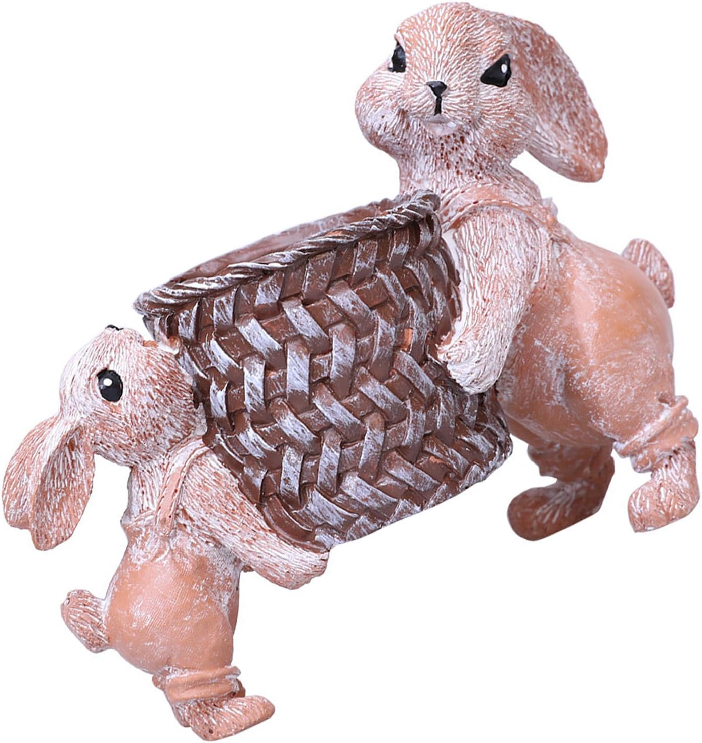 Easters Bunnies Lifting Basket Resins Figurines for Home Decors Rabbits Statues Succulents Small Planter Pots