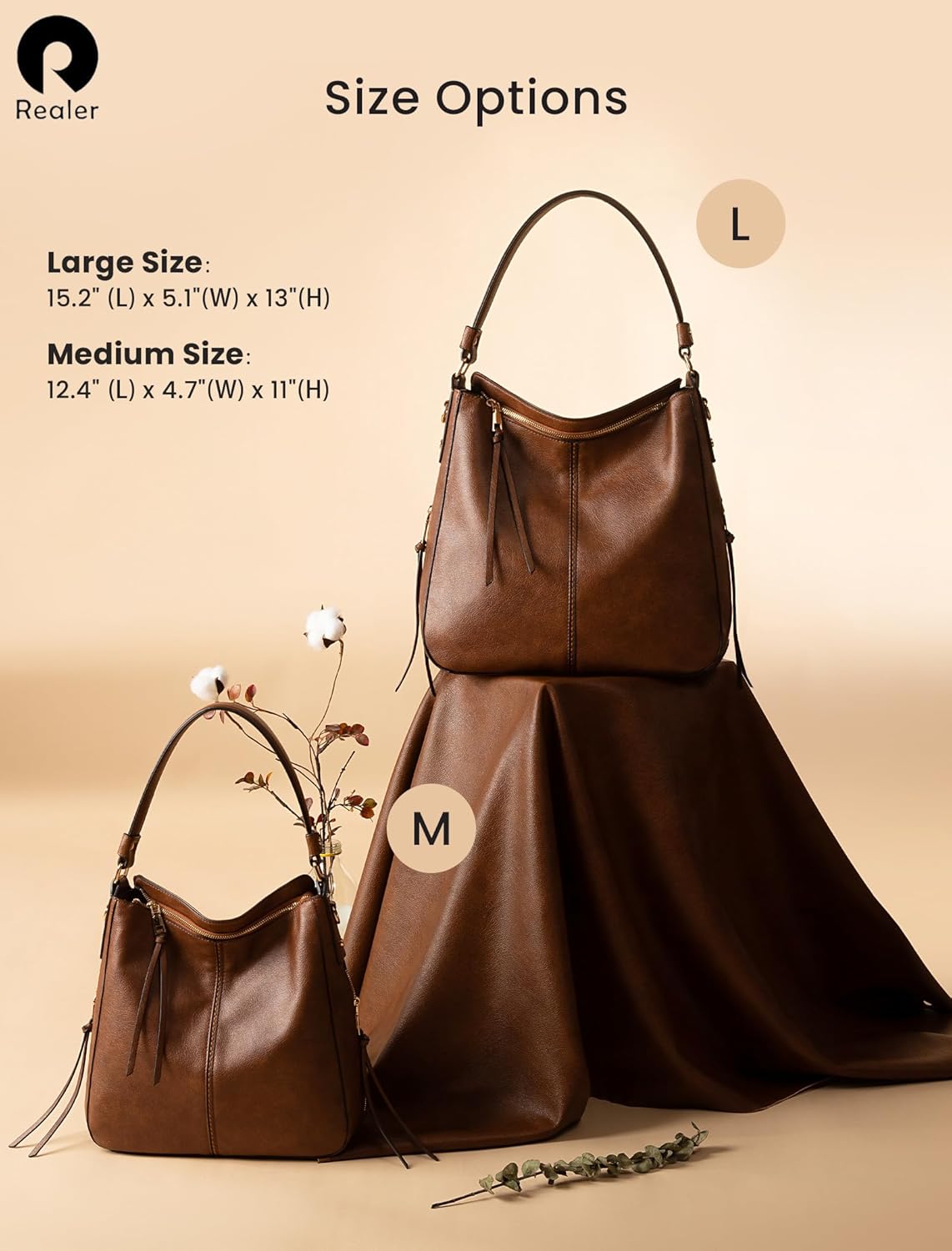 Realer Hobo Crossbody Bags for Women Designer Faux Leather Hobo Handba