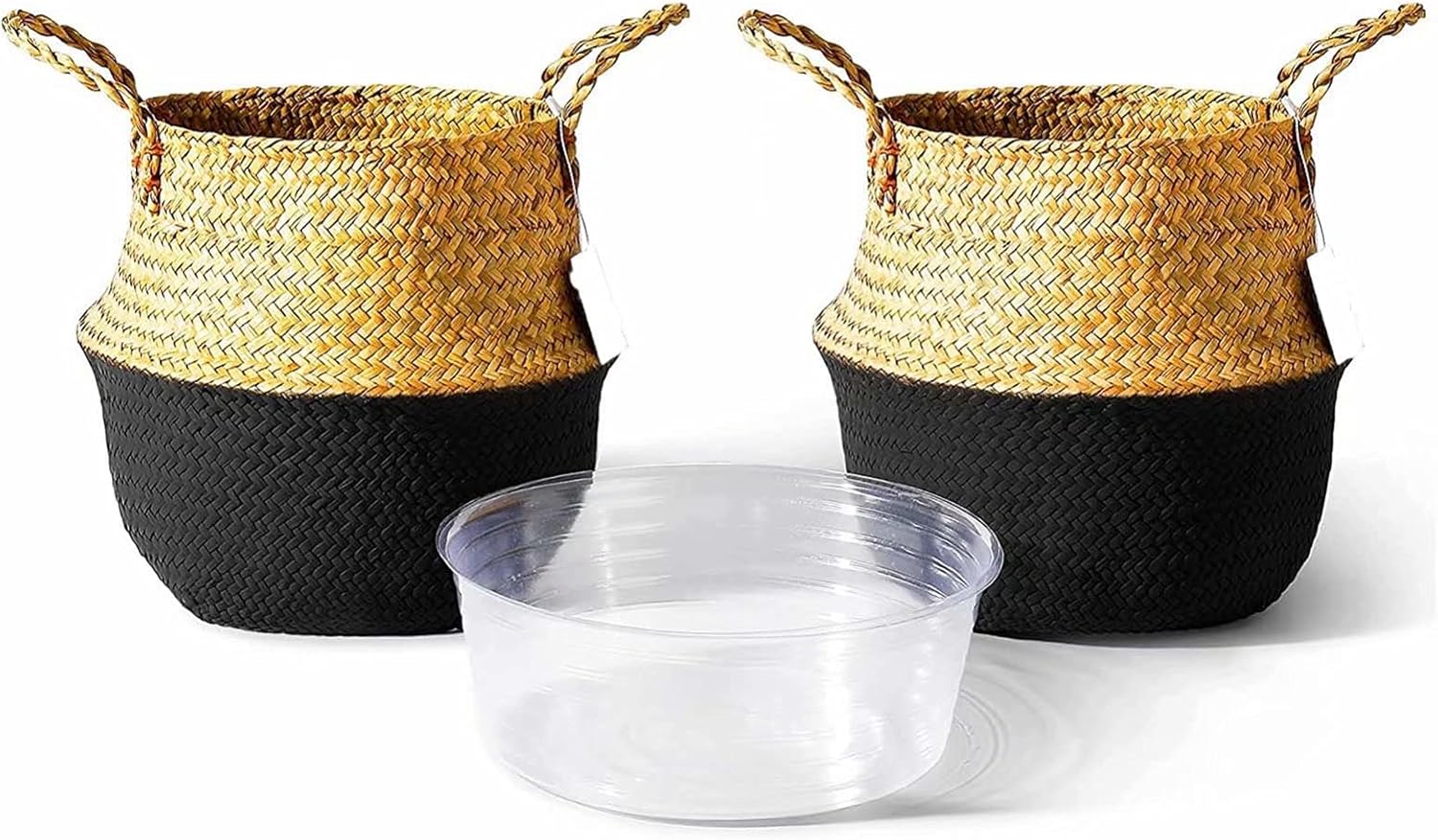 2 Pack Hand Woven Seagrass Plant Basket for Succulents,Boho Belly Plan
