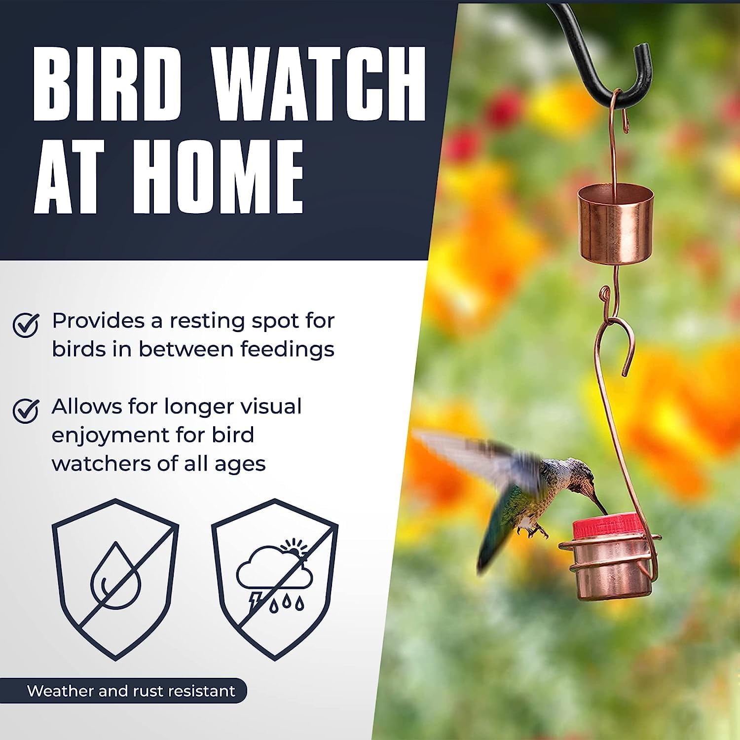 Monarch Abode Hanging Hummingbird Feeders for Outdoors – Pure Copper H