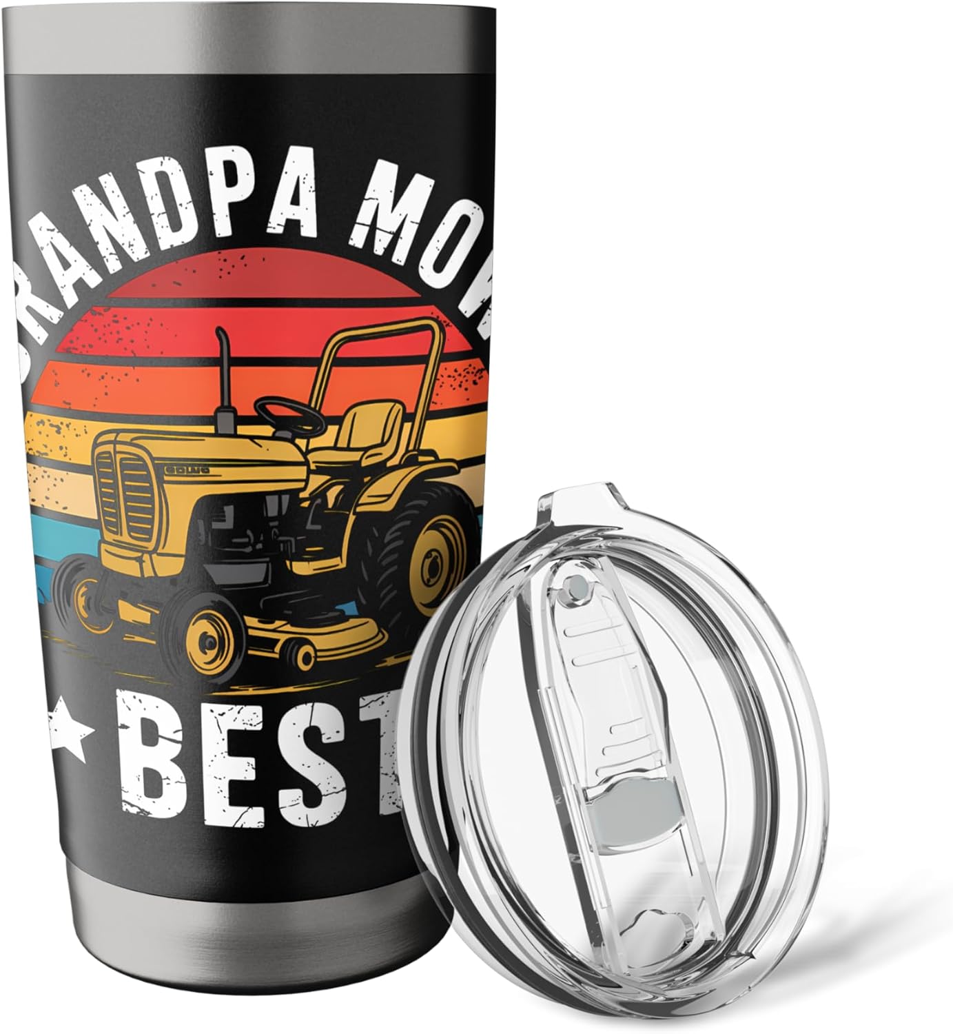 Grandpa Mows Best Funny Lawn Care Mowing Gardener Stainless Steel Insulated Tumbler