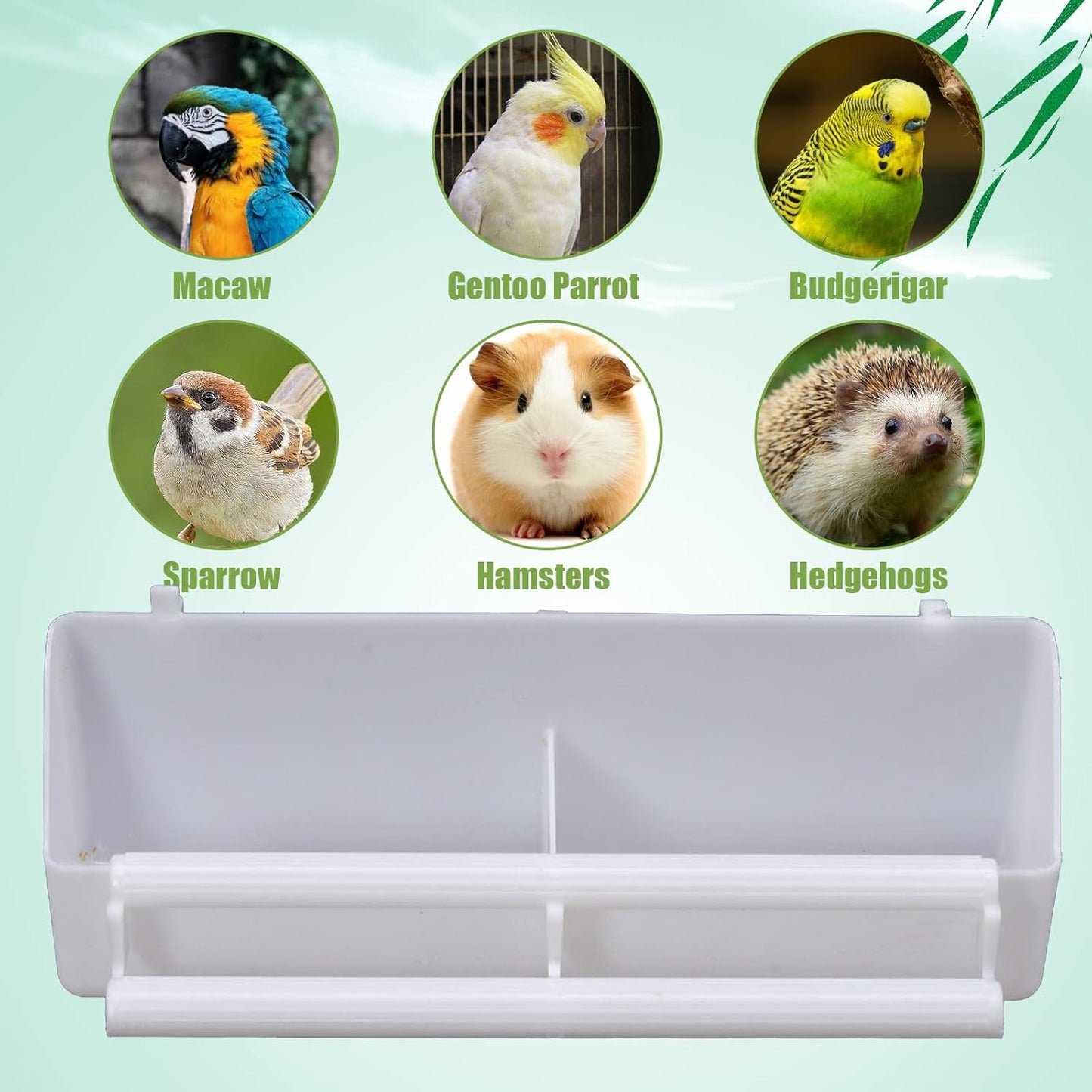 Bird Feeder for Cage, 3 Pack Bird Water Dispenser Hanging Plastic Feeder with Hooks, Parakeet Food Bowl Cups for Small Cockatiel Pigeons