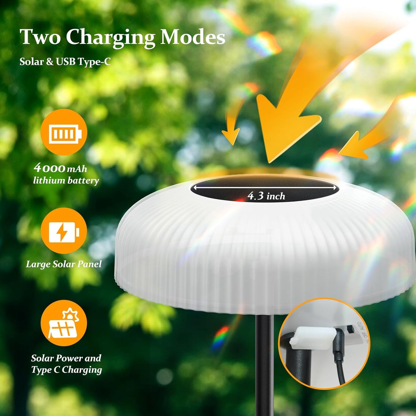 M KARMATER Solar Outdoor Floor Lamp for Patio,IP65 Waterproof Cordless Standing Lamp with Remote Control & Touch Sensor, Tall Rechargeable Ambient Light for Porch Garden & Living Room,Warm/White,USB-C