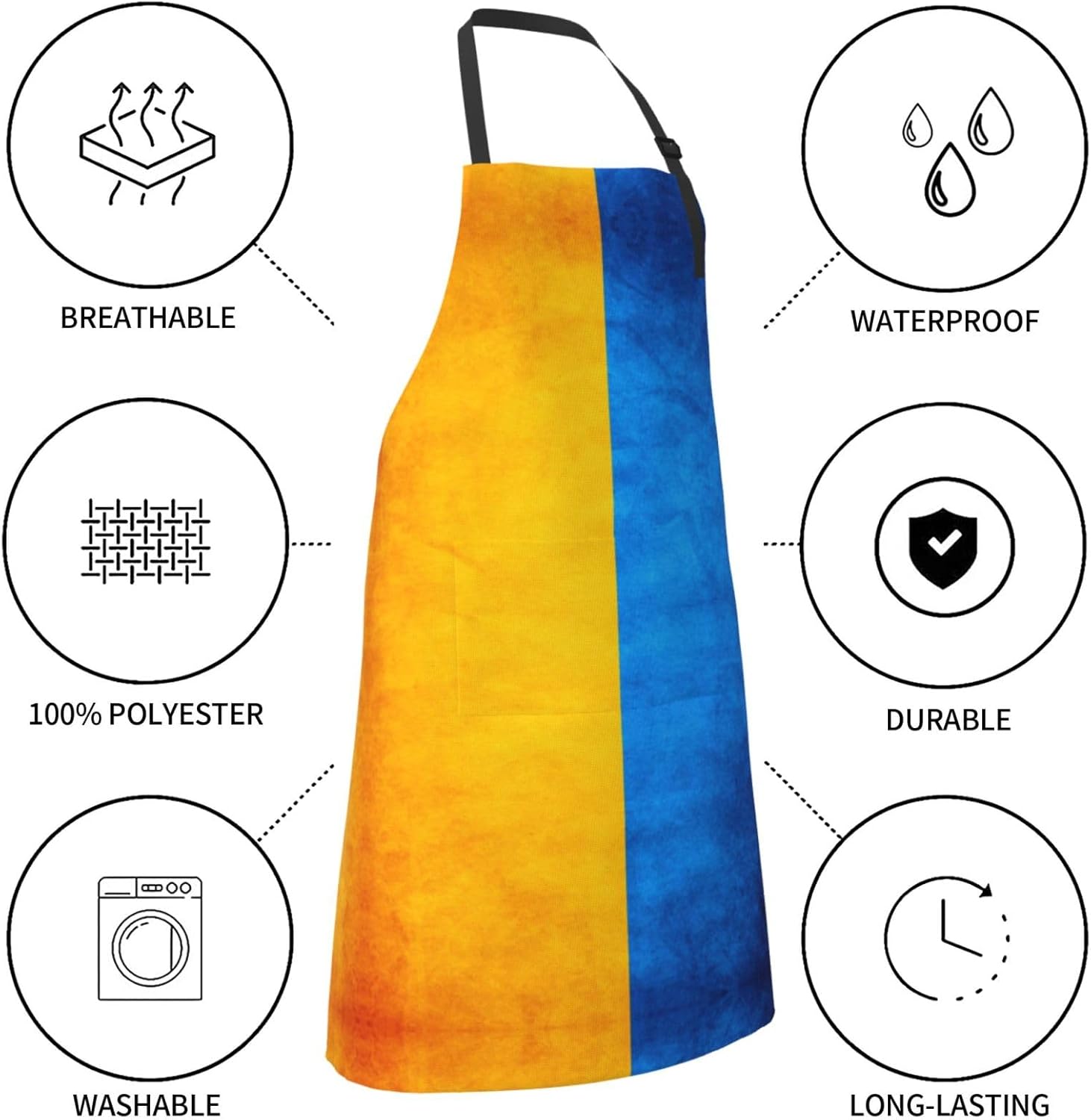 Ukrainian flag print Waterproof chef's apron with pocket apron for kit