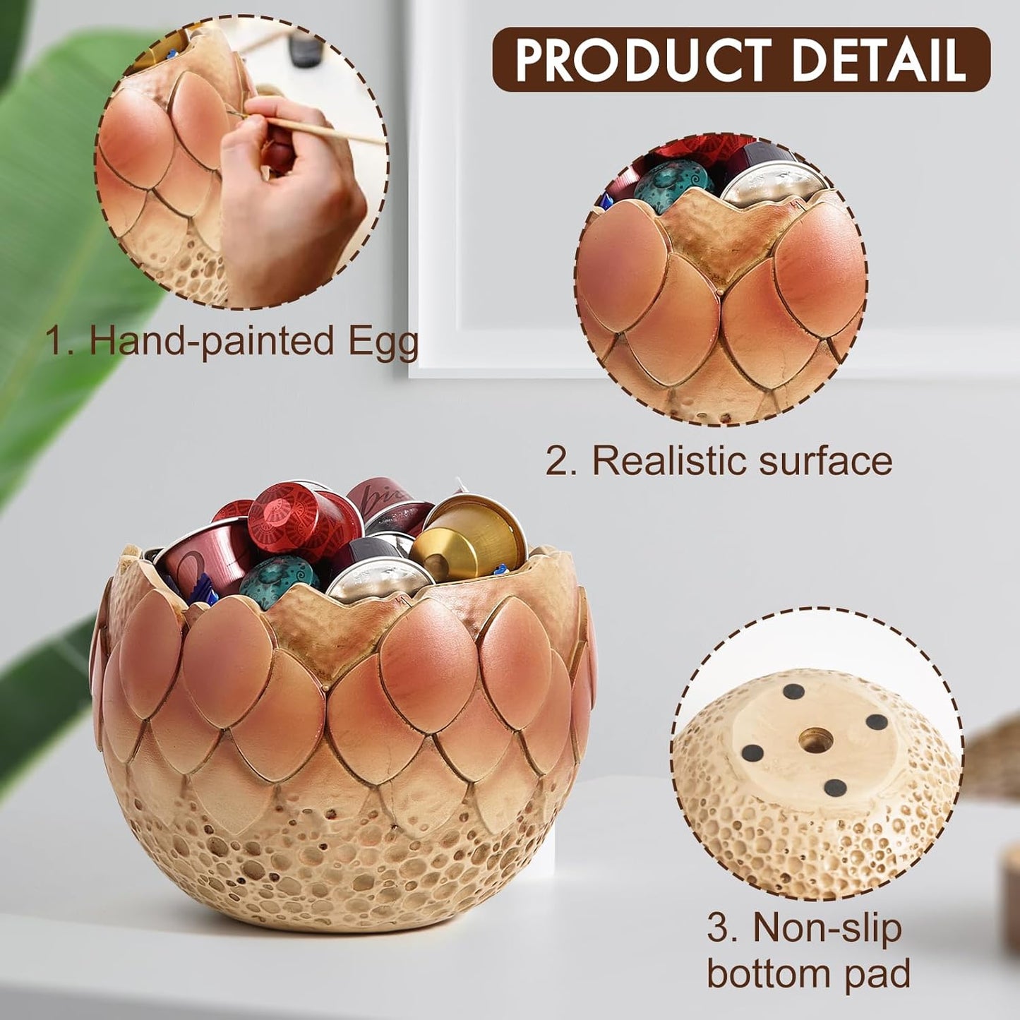 Cracked Dragon Egg Planter Pot Resin Plant Pot with Drainage Hole for Indoor Plants Succulents Cactus Multi Use Home Office Decor Red