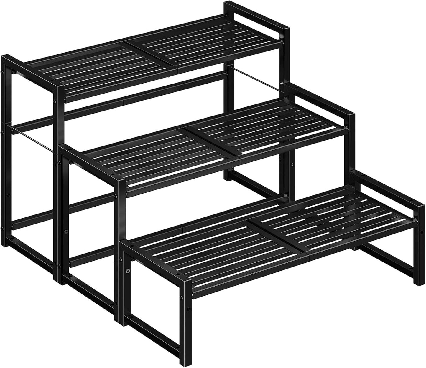 3-Tier Metal Plant Stand, Heavy Duty Waterproof Indoor Outdoor Stackab