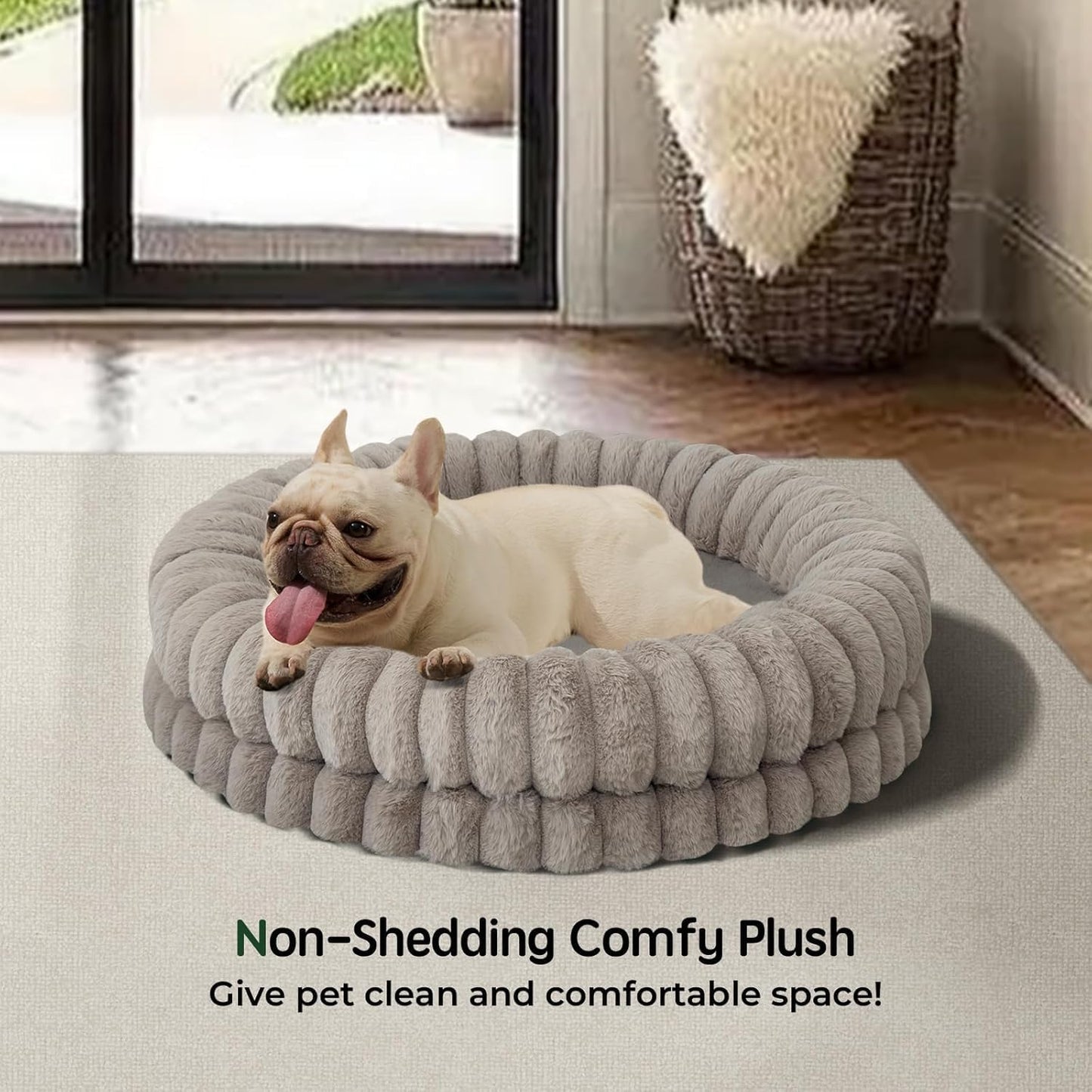 BALANCE Luxury Donut Dog Bed, 30 Inches Round Dog Bed Medium Size Dogs