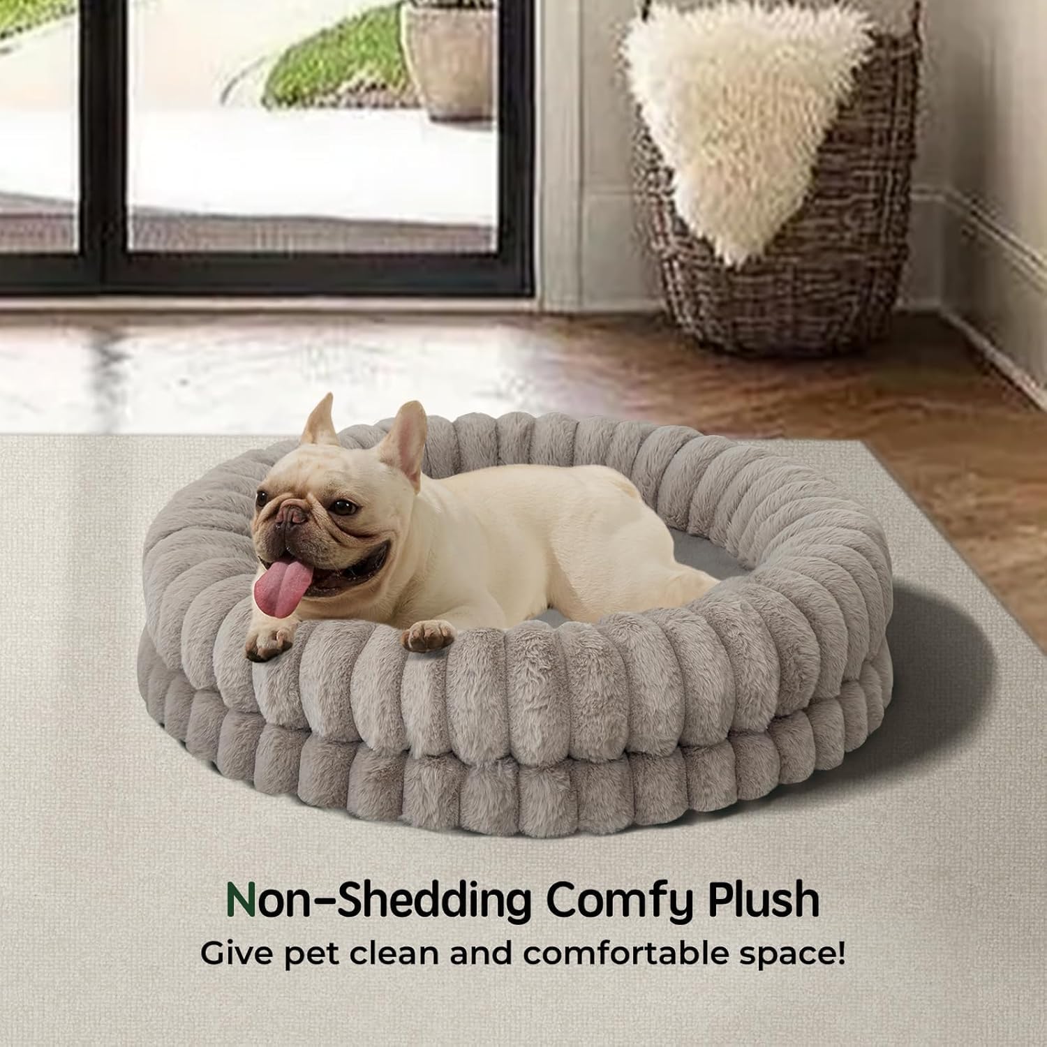 BALANCE Luxury Donut Dog Bed, 30 Inches Round Dog Bed Medium Size Dogs