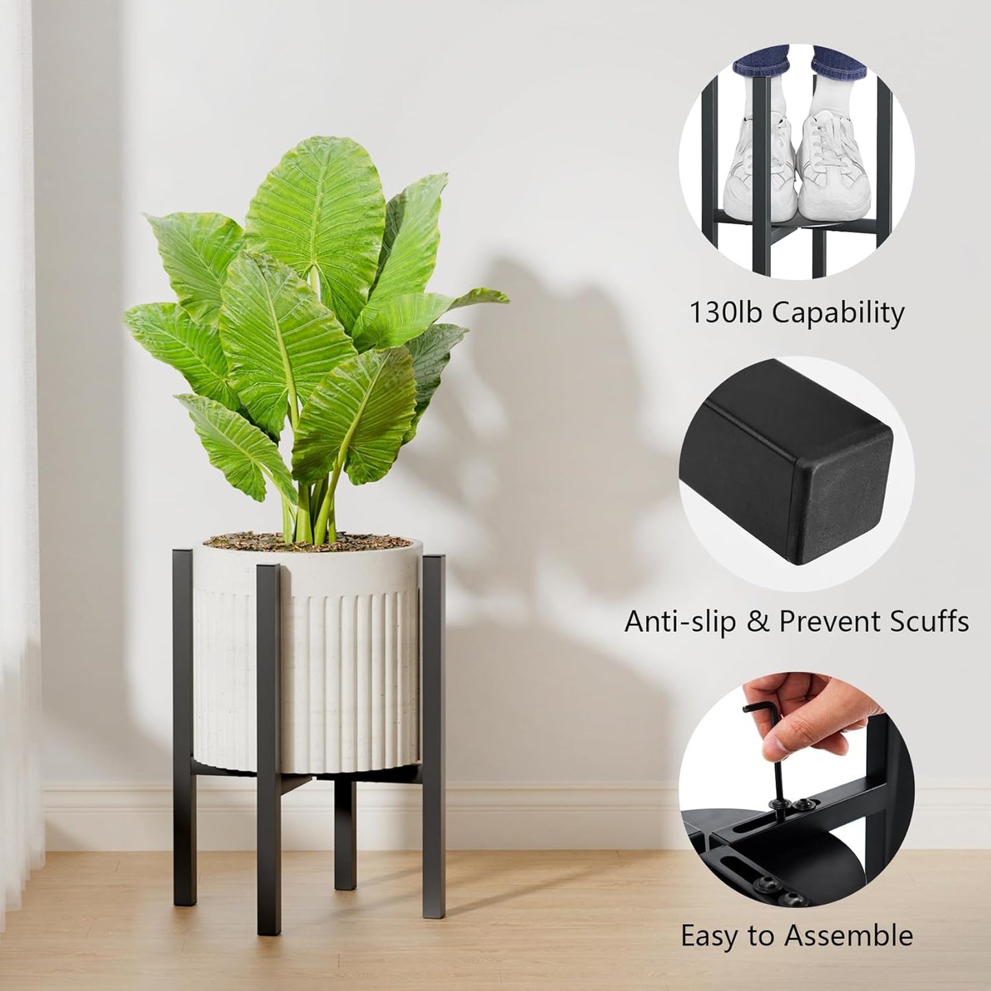 Adjustable Metal Plant Stand Indoor Outdoor - Fits 8 to 12 Inches Pots