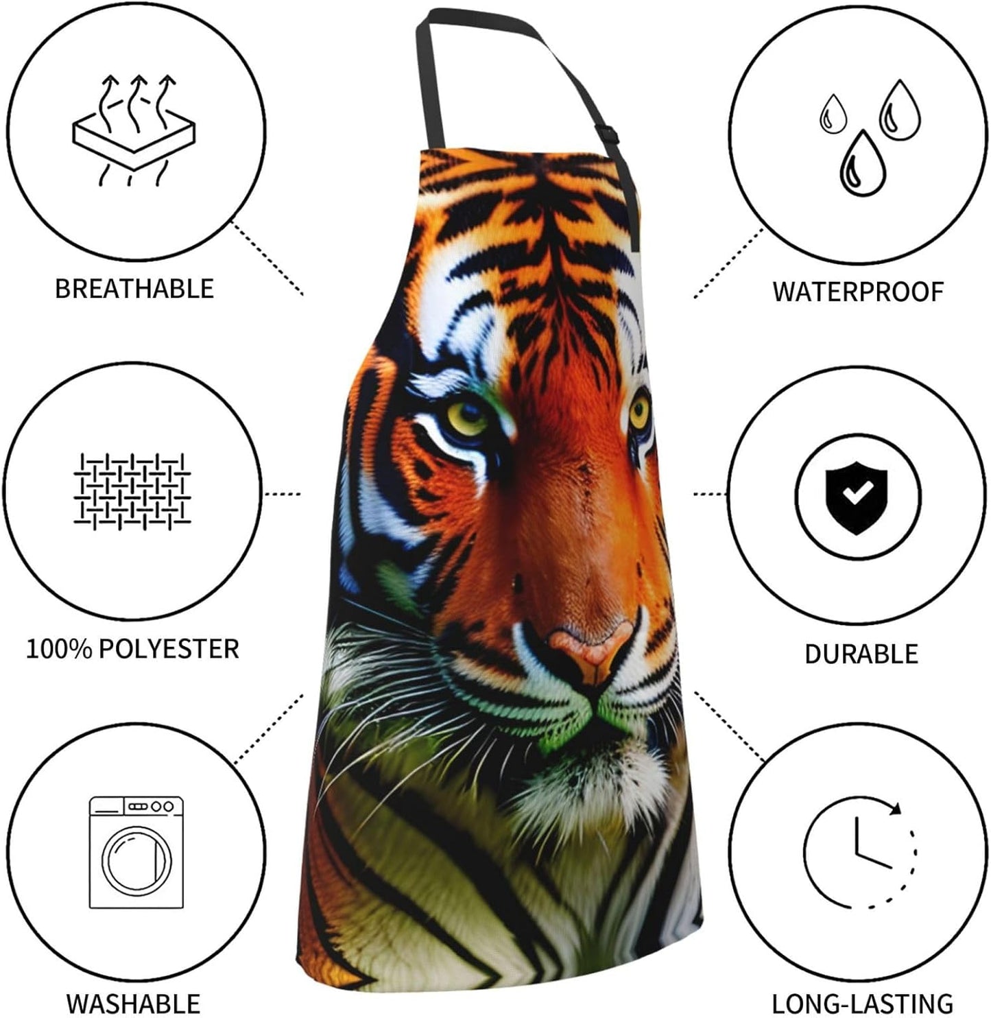 Tiger Stripes Orange Pattern print Waterproof chef's apron with pocket apron for kitchen cooking baking barbecue and gardening
