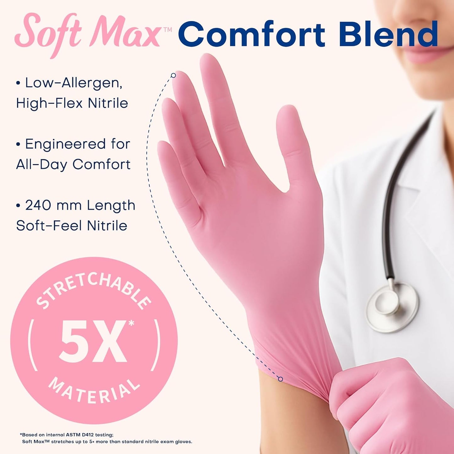 Medical Nitrile Exam Gloves, 3.5 mil Powder-Free Food-Safe Disposable Glove for Cooking Cleaning Esthetician 100 Pcs