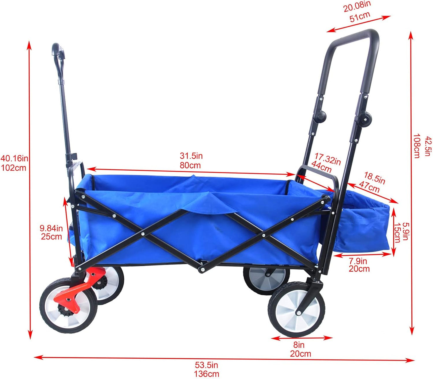 Folding Wagon Cart Collapsible Outdoor Utility Wagon with All Terrain 