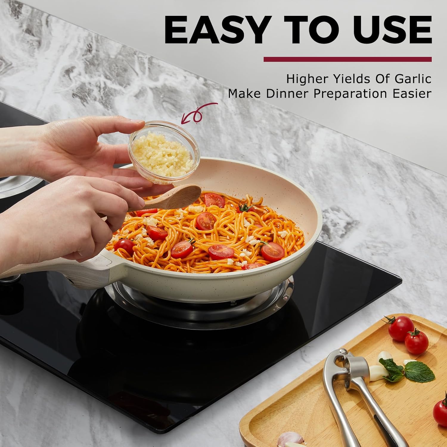 Kitessensu High Effective Garlic Press With Studs, Heavy Duty Garlic M