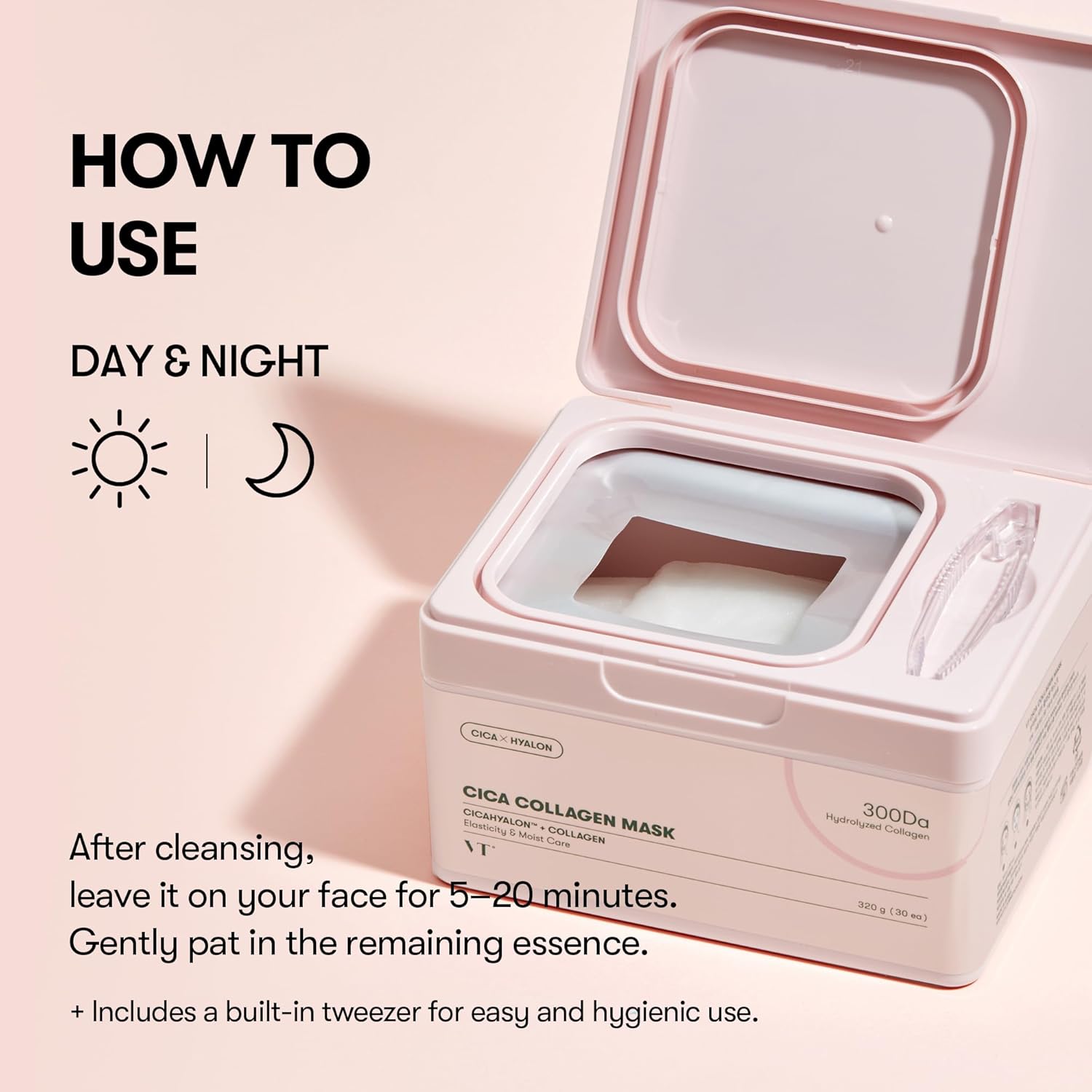 VT COSMETICS CICA Pink Daily Mask 30 Sheets, 300Da Low Molecular Colla