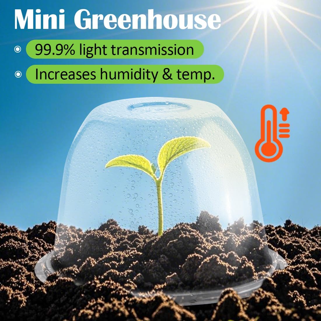 10" D × 6.7" H Plant Protectors from Animals, Garden Cloches for Seedlings Nursery Pots, Durable Humidity Domes with Ventilation Holes, Clear Plant Covers, Mini Greenhouse for Plants 5-Pack